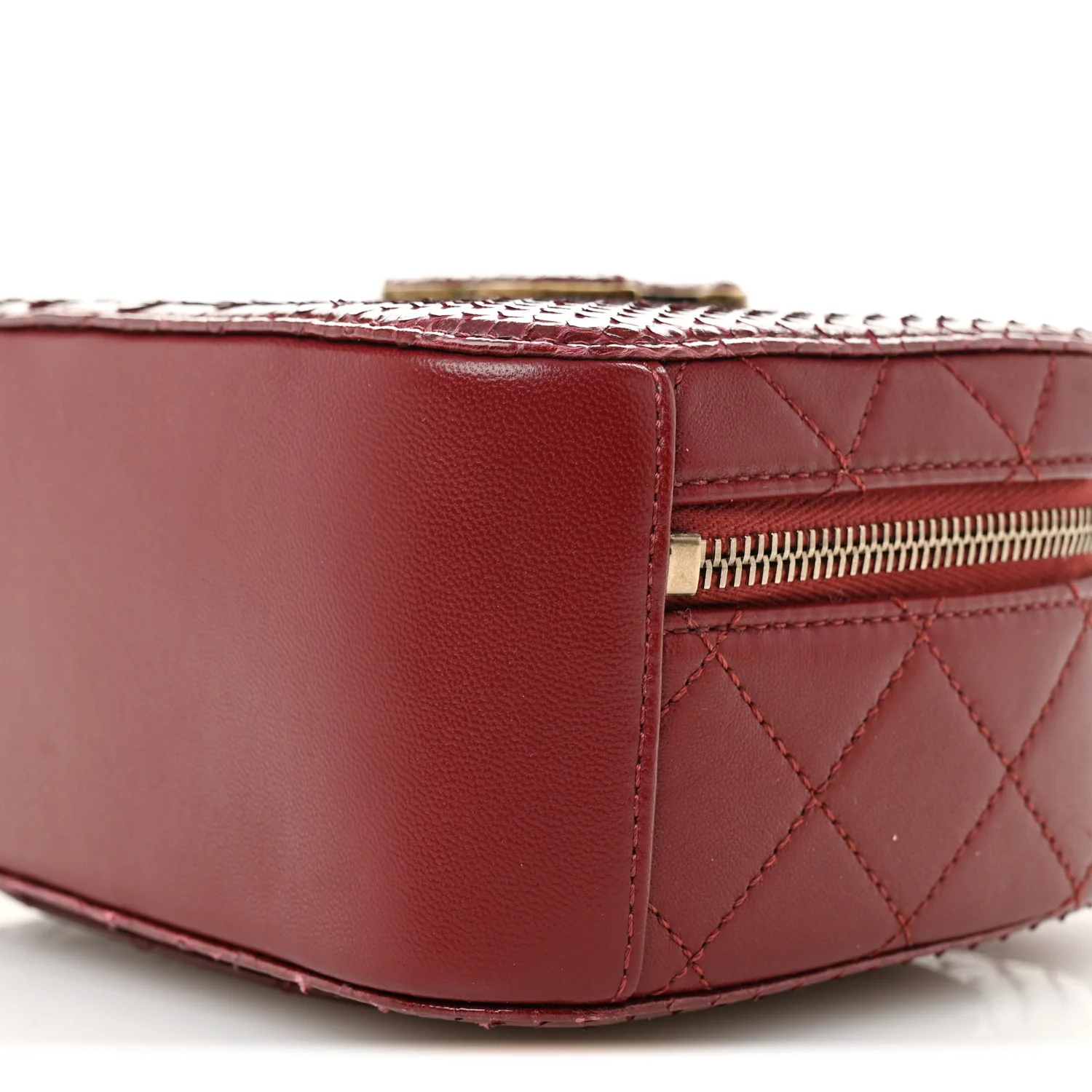 Snakeskin Calfskin Quilted Small Coco Curve Vanity Burgundy - Image 10