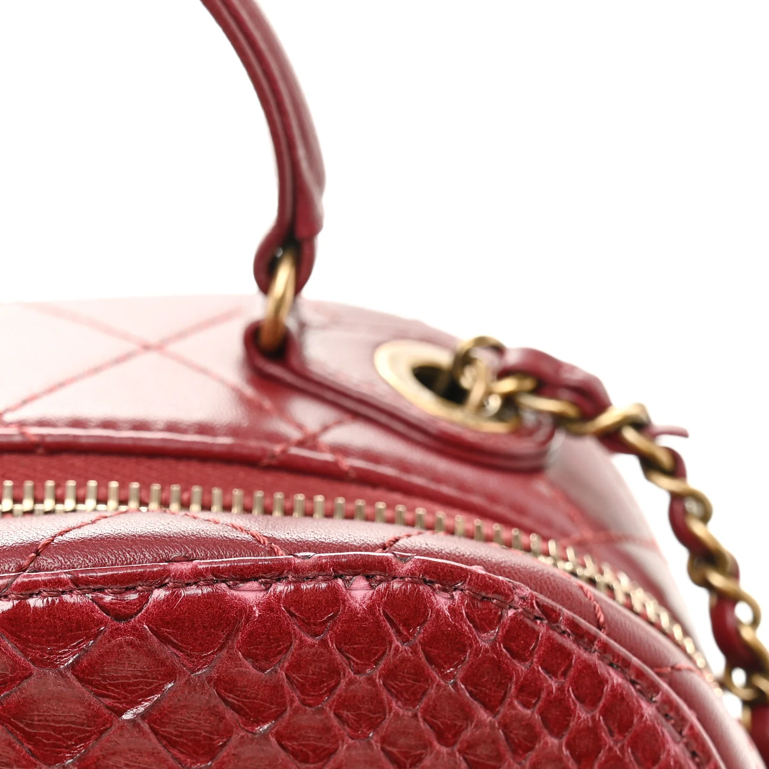Snakeskin Calfskin Quilted Small Coco Curve Vanity Burgundy - Image 12