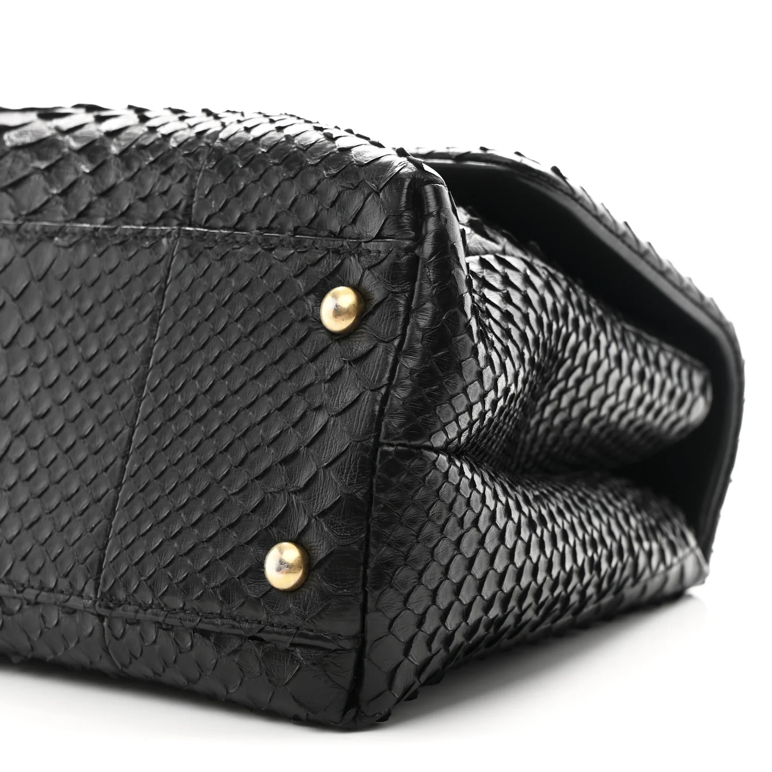 Snakeskin Small Coco Handle Flap Black - Image 11