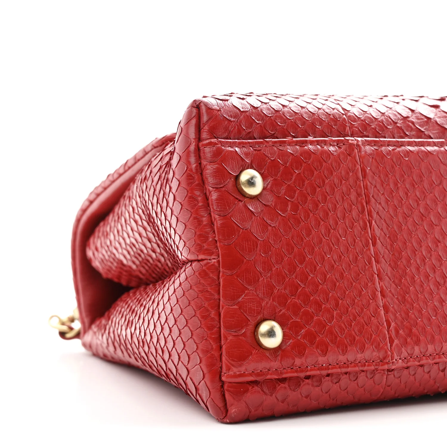 Snakeskin Small Coco Handle Flap Red - Image 10