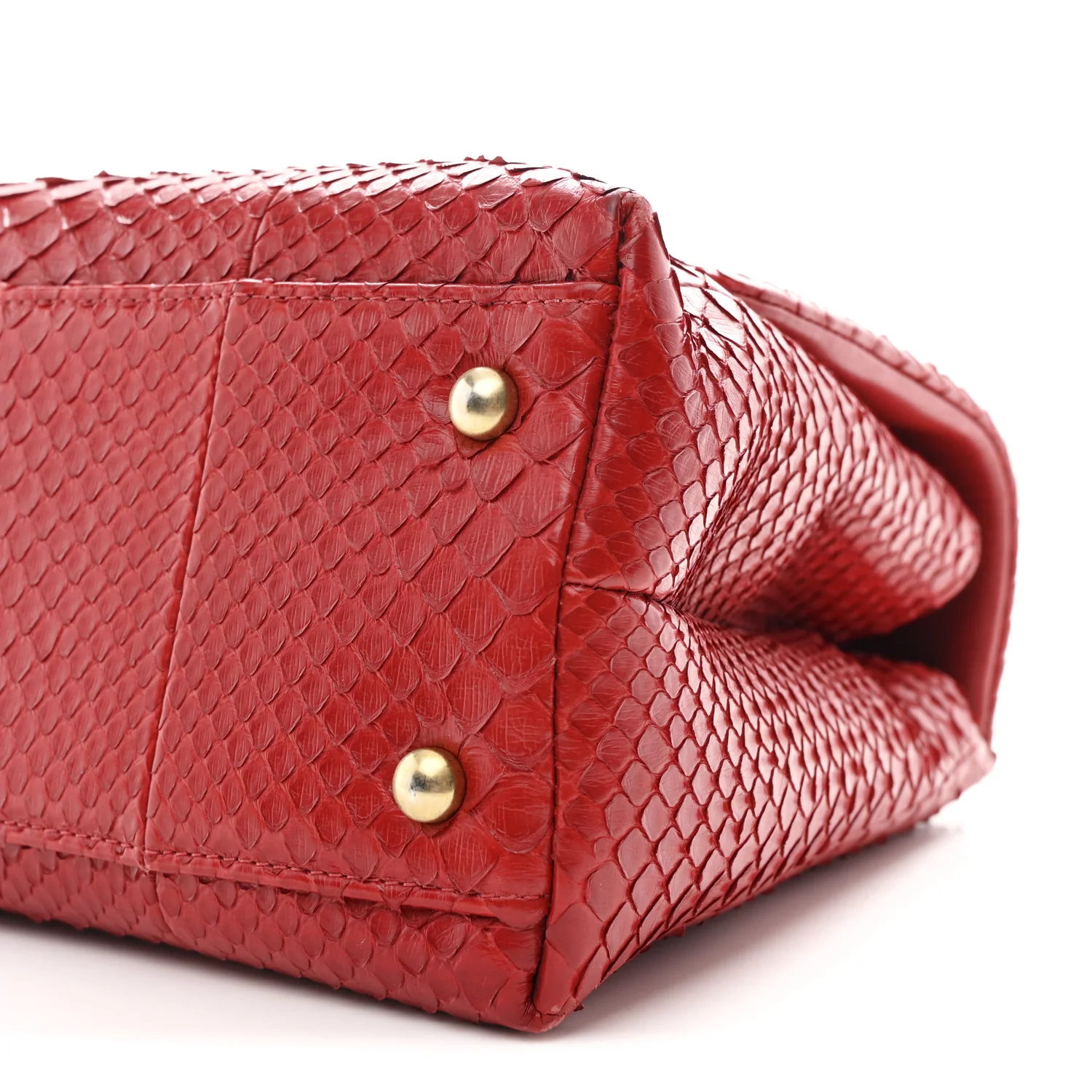 Snakeskin Small Coco Handle Flap Red - Image 11
