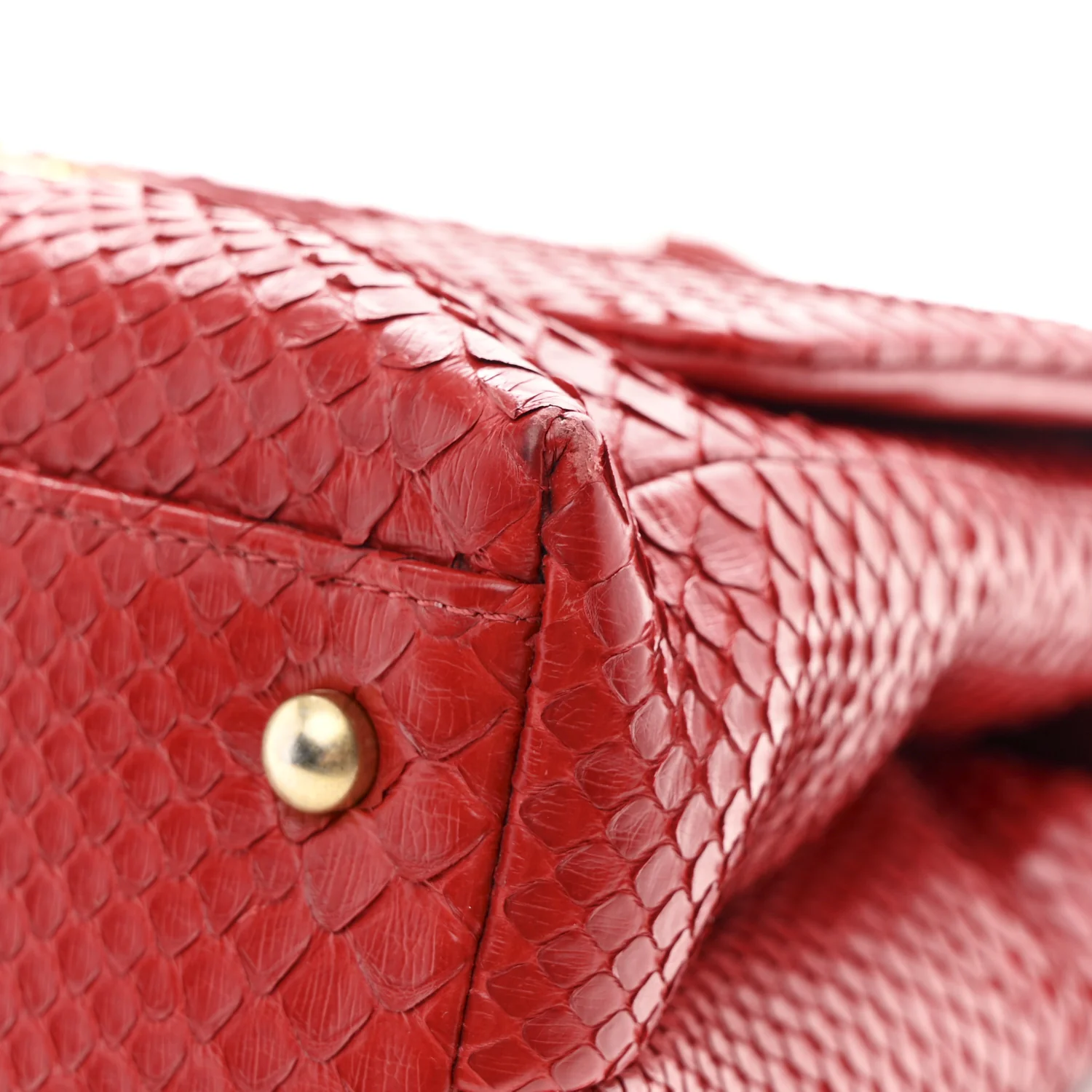 Snakeskin Small Coco Handle Flap Red - Image 12