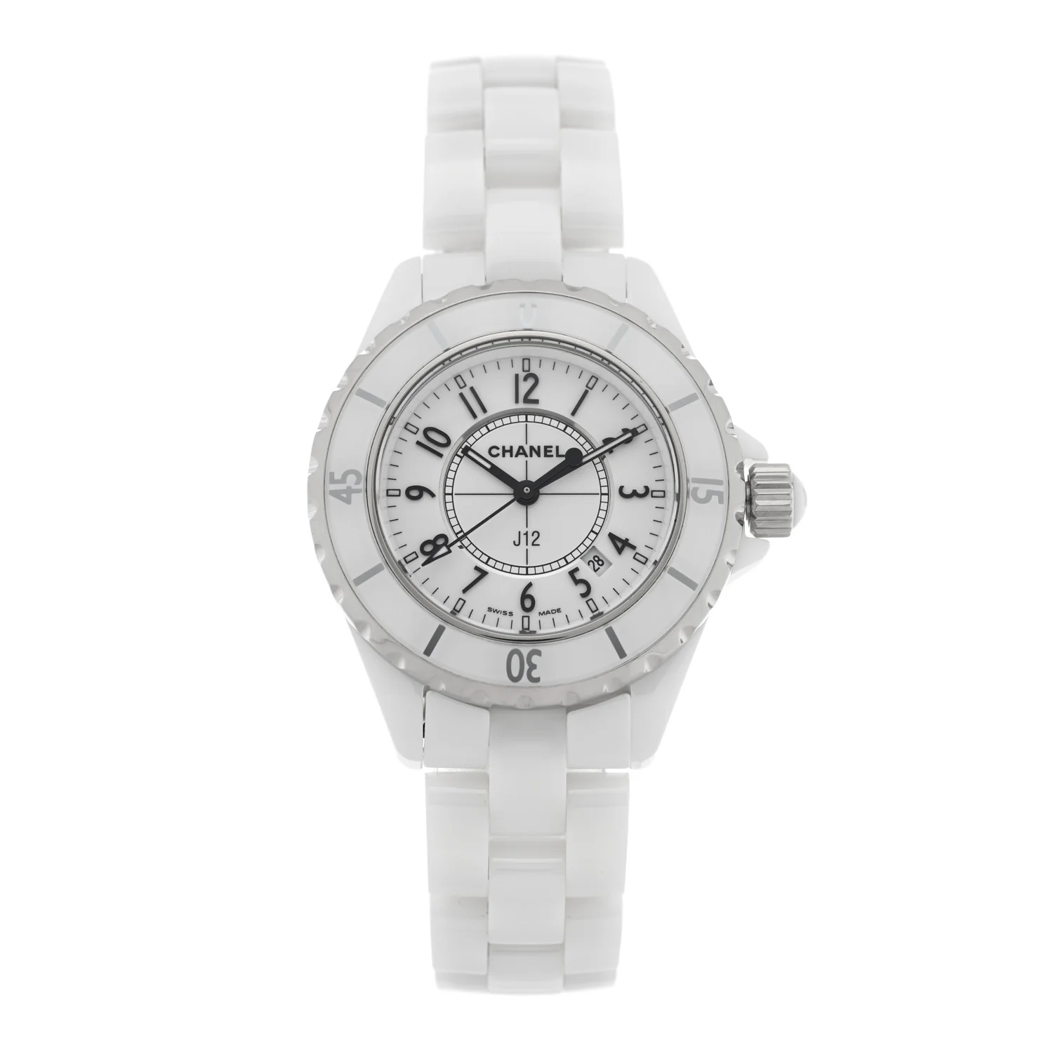 Stainless Steel Ceramic 33mm J12 Quartz Watch White