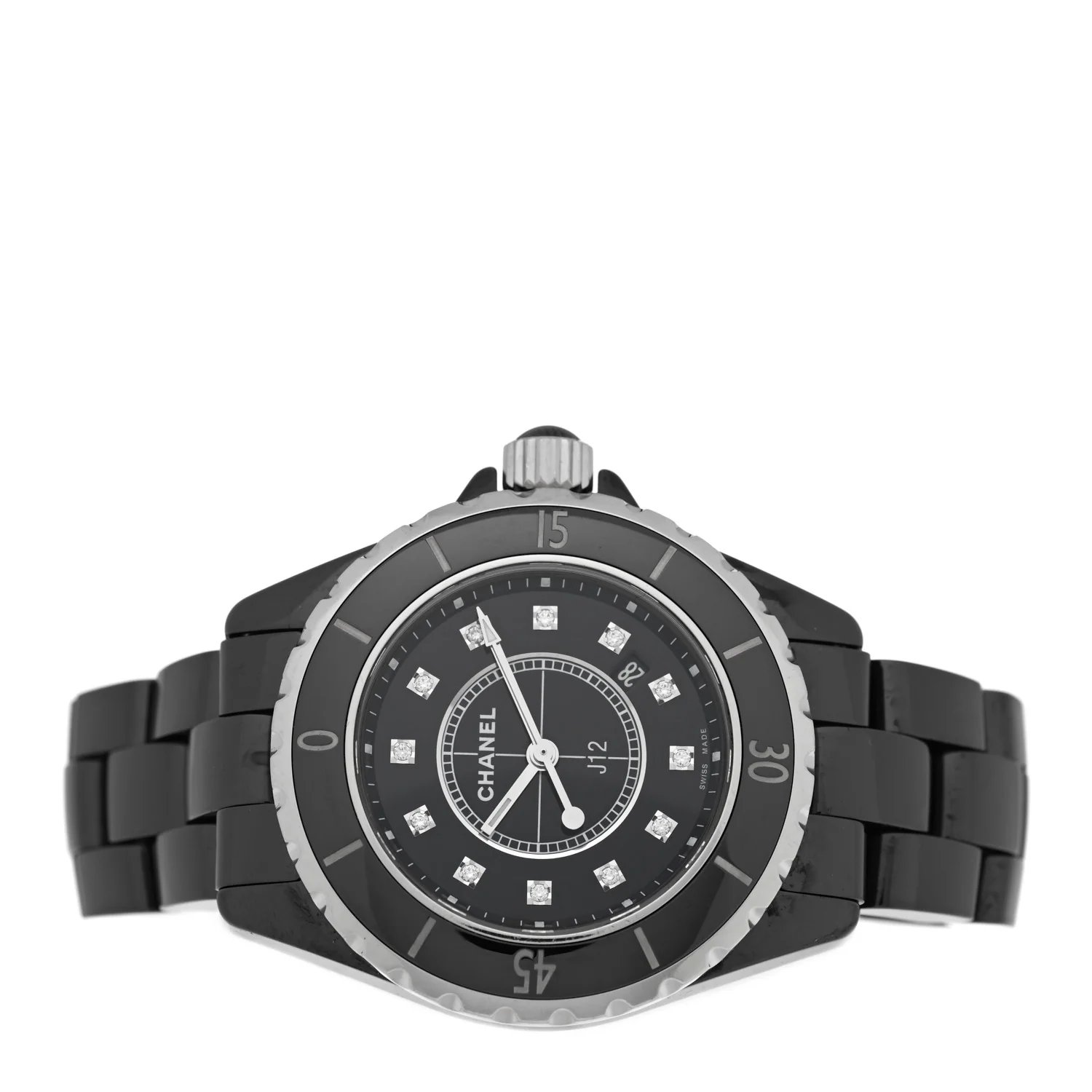 Stainless Steel Ceramic Diamond 33mm J12 Quartz Watch Black - Image 2