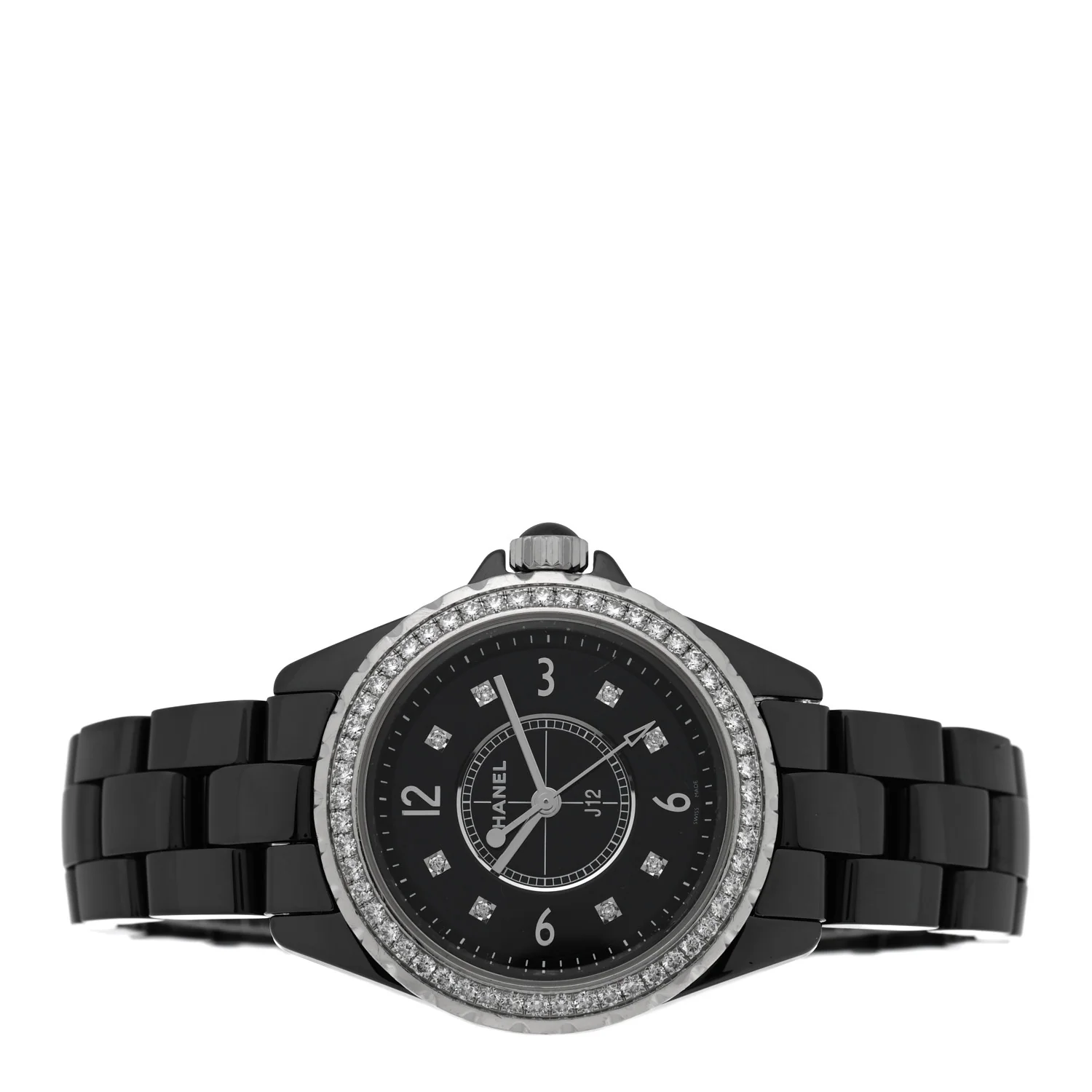 Stainless Steel Ceramic Diamond Bezel 33mm J12 Quartz Watch Black - Image 2