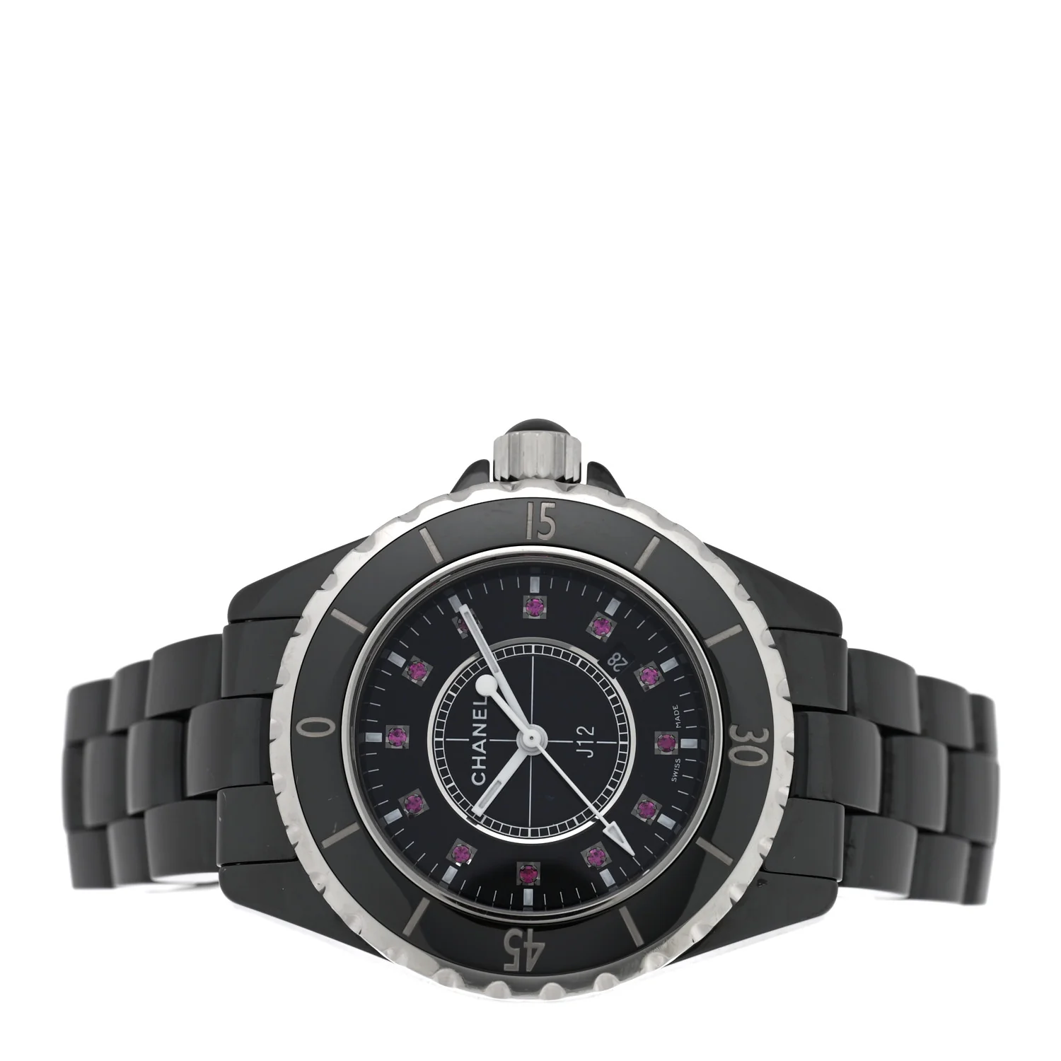 Stainless Steel Ceramic Ruby 33mm J12 Quartz Watch Black - Image 2