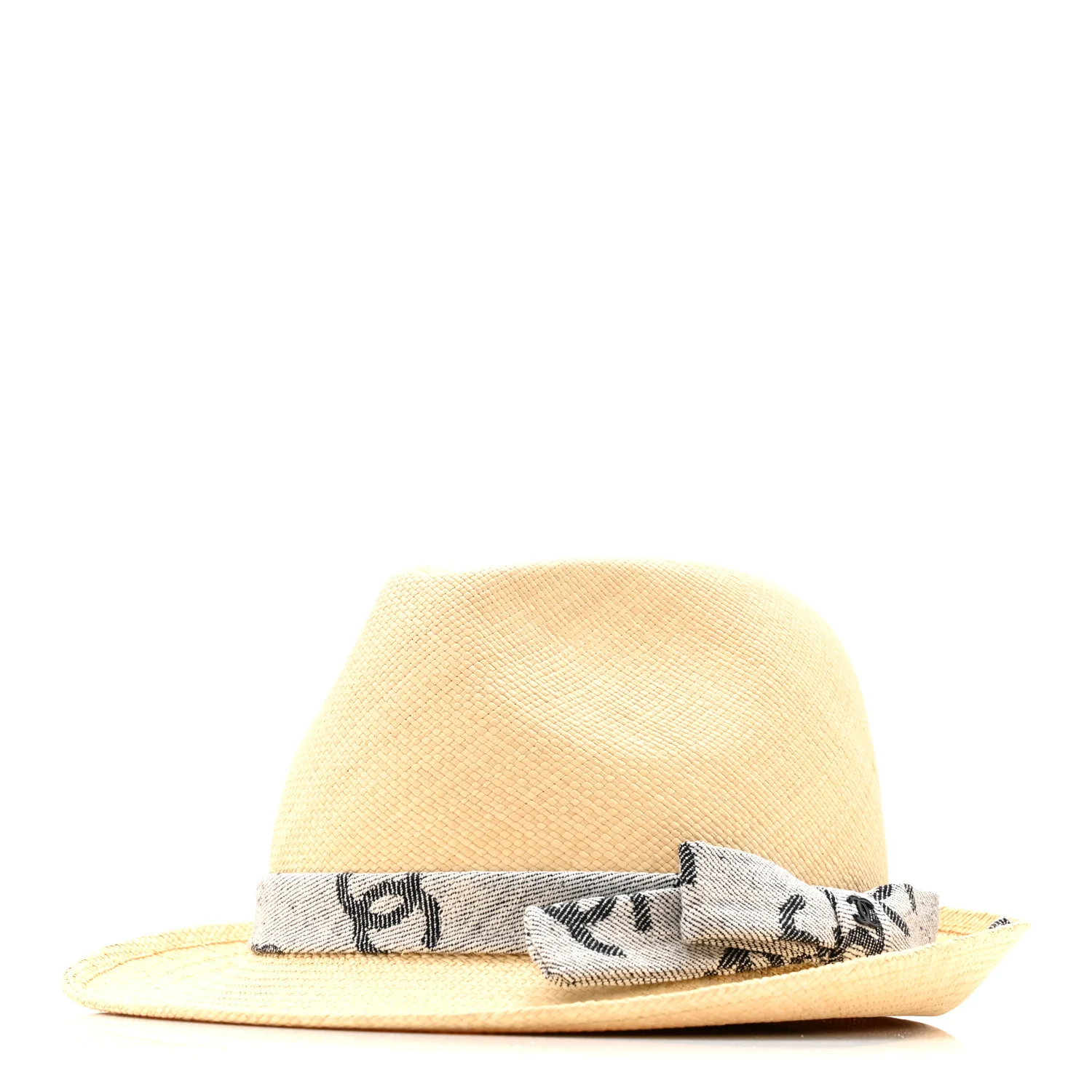 Straw CC Fedora Hat S Beige