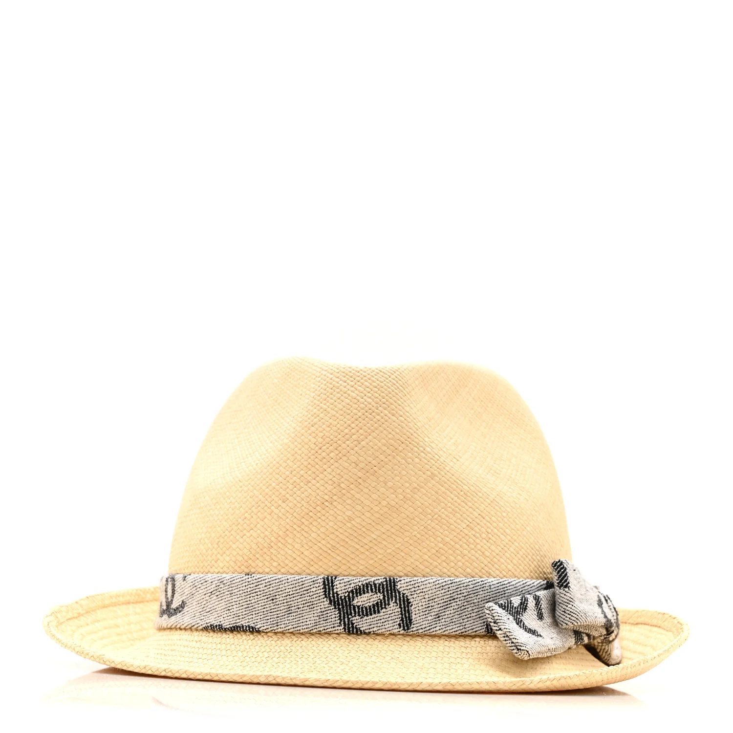 Straw CC Fedora Hat S Beige - Image 3