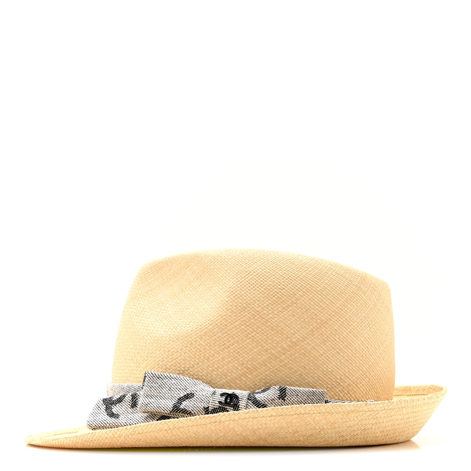 Straw CC Fedora Hat S Beige - Image 4