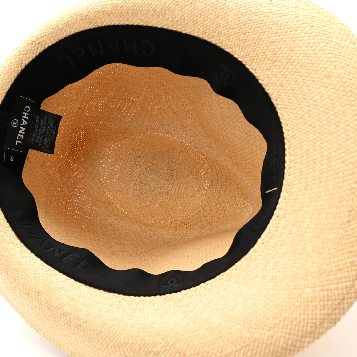 Straw CC Fedora Hat S Beige - Image 7