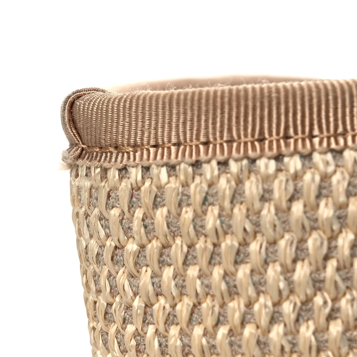 Straw Raffia Calfskin Striped Medium Deauville Tote Black Beige Ivory - Image 11