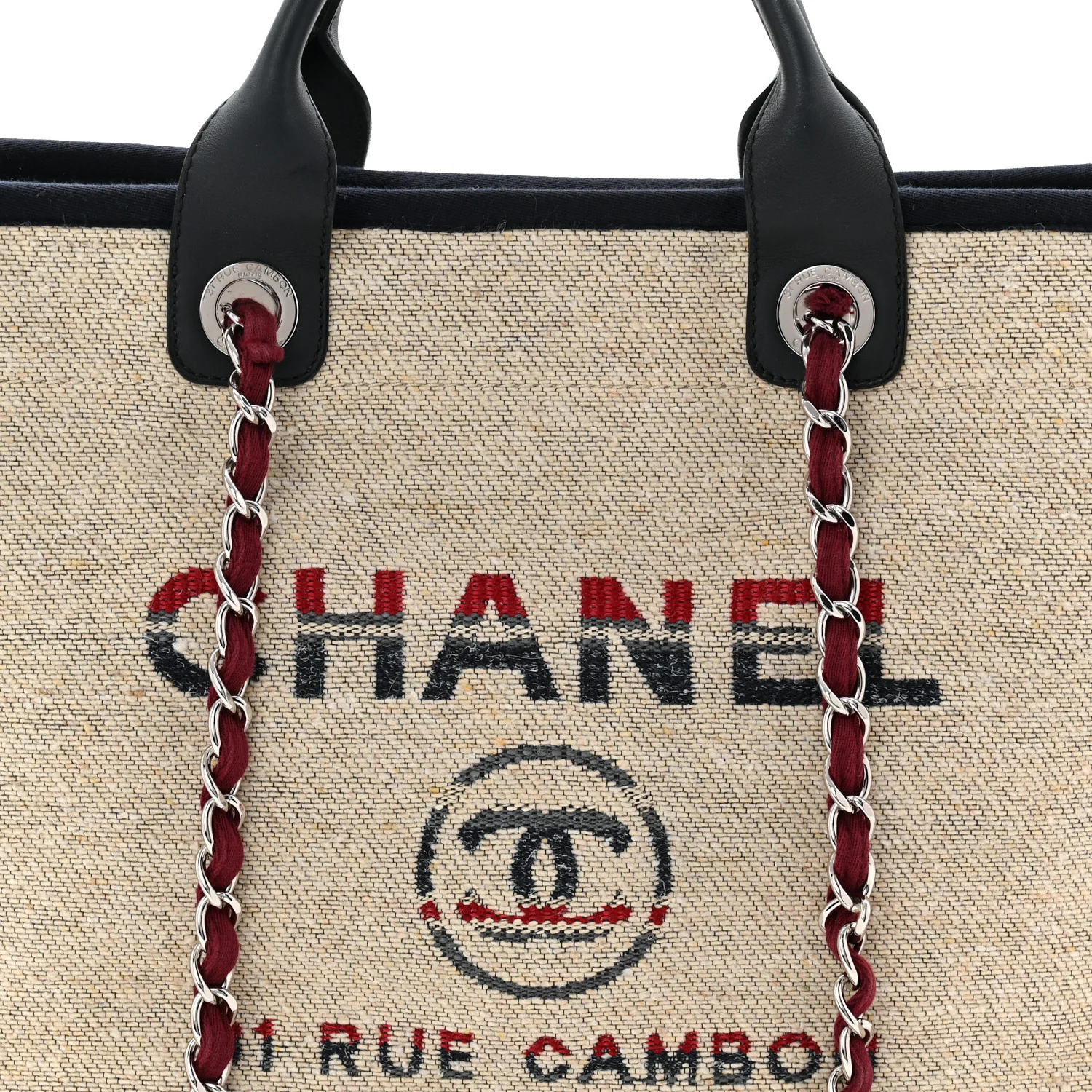 Striped Canvas Medium Deauville Tote Beige - Image 8