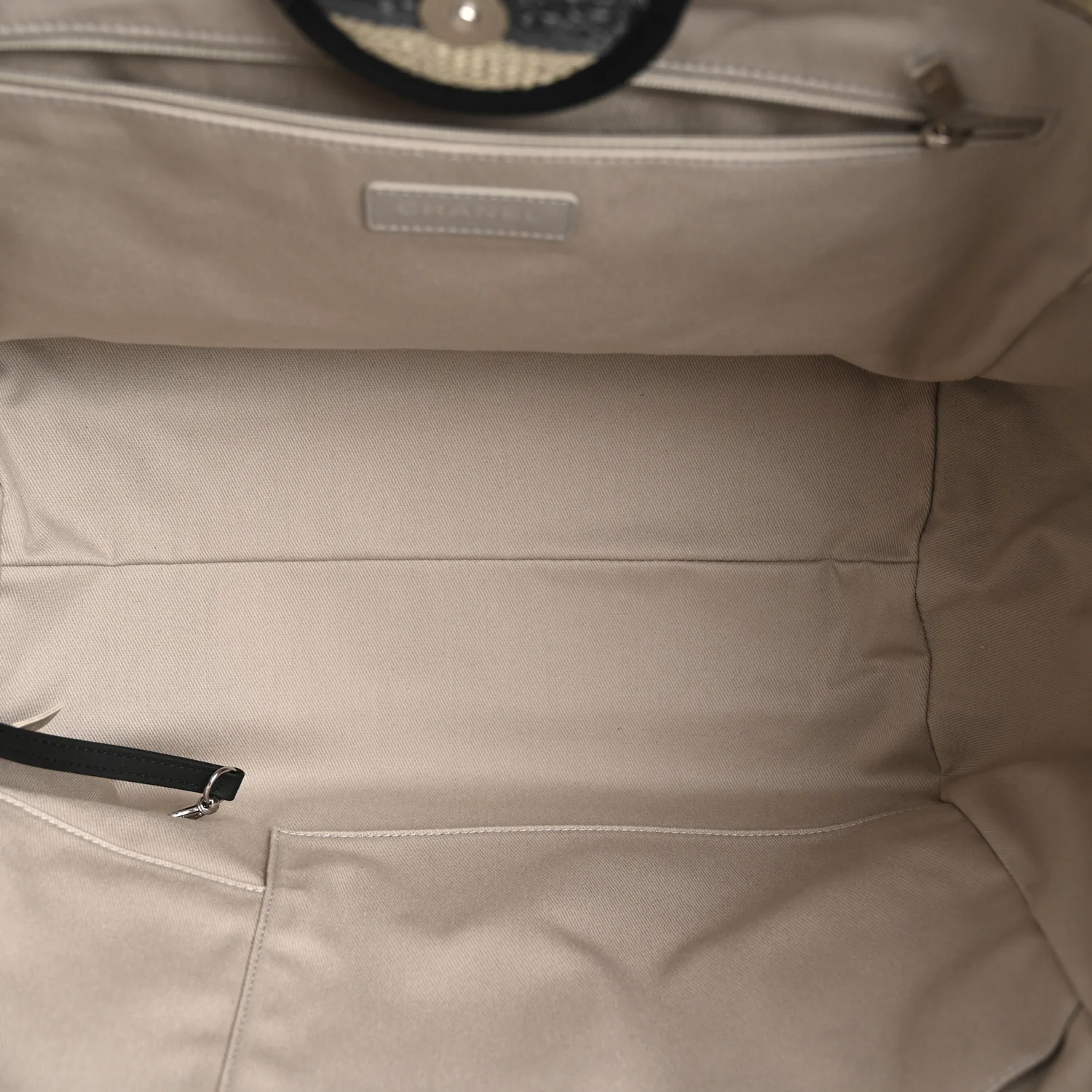 Striped Canvas Medium Deauville Tote Grey Black - Image 5