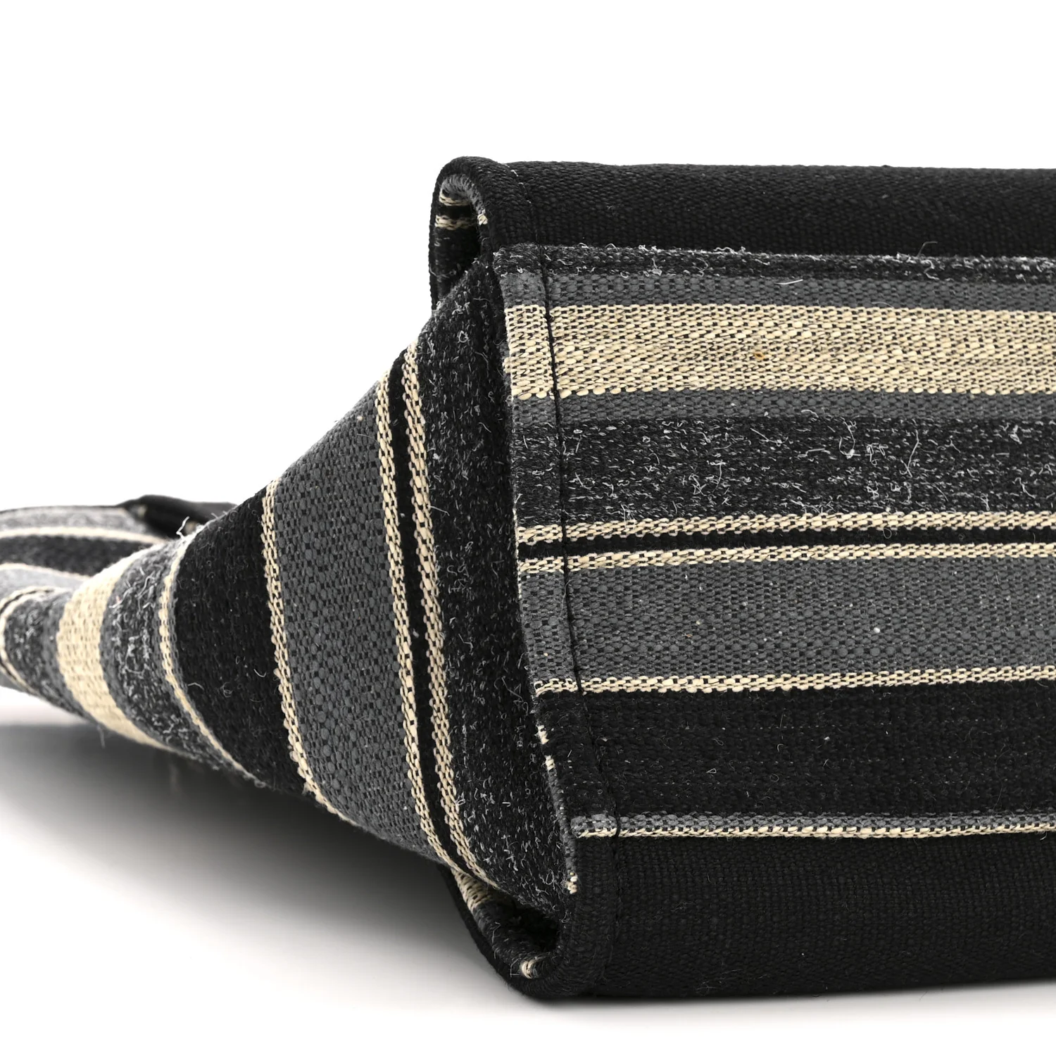 Striped Canvas Medium Deauville Tote Grey Black - Image 9