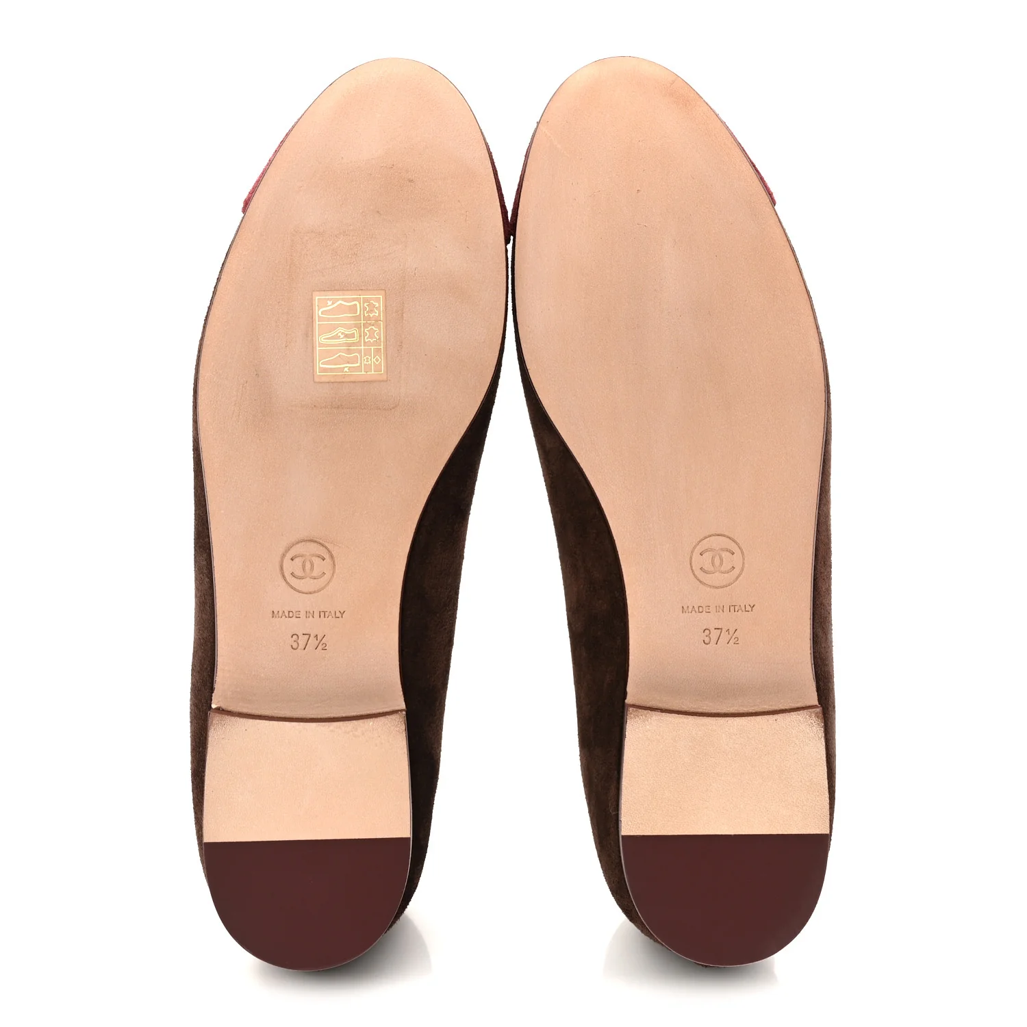 Suede Calfskin Cap Toe CC Ballerina Flats 37.5 Dark Brown Burgundy - Image 6