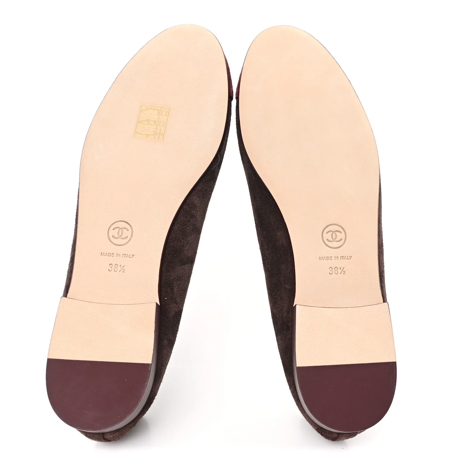 Suede Calfskin Cap Toe CC Ballerina Flats 38.5 Dark Brown Burgundy - Image 6
