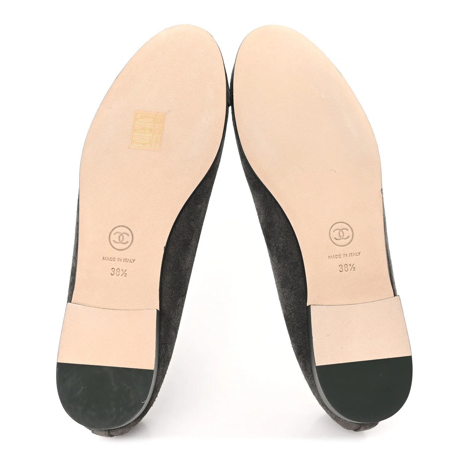 Suede Calfskin Cap Toe CC Ballerina Flats 38.5 Dark Khaki Dark Green - Image 6
