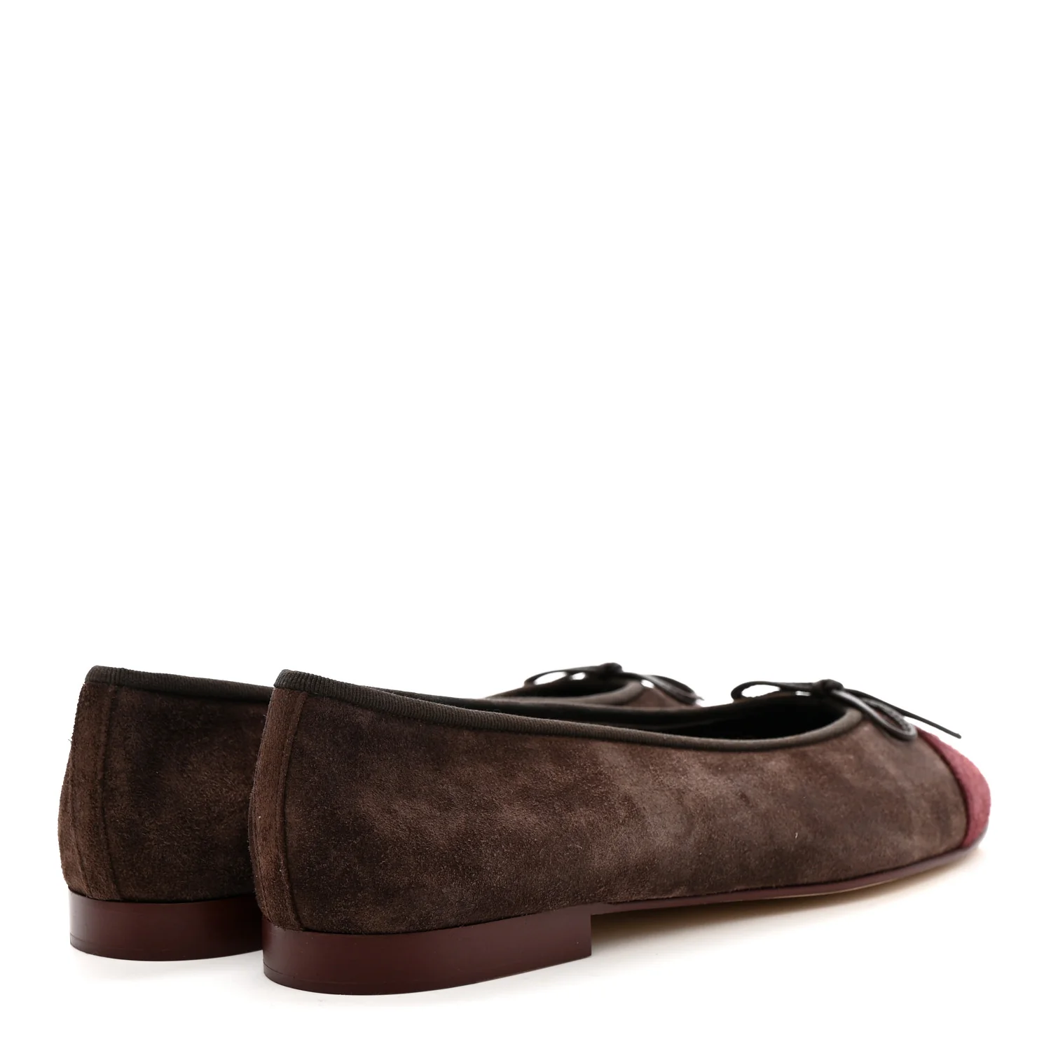 Suede Calfskin Cap Toe CC Ballerina Flats 40 Dark Brown Burgundy - Image 5