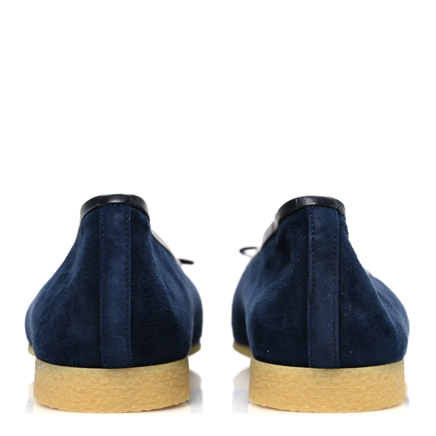 Suede Calfskin Cap Toe CC Ballerina Flats 40 Navy Black - Image 6