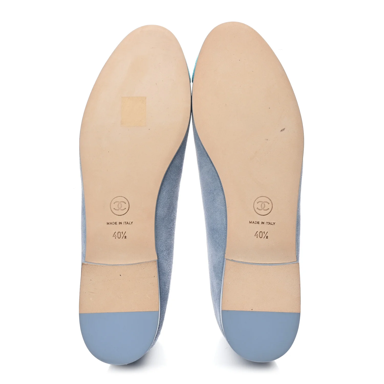Suede Calfskin Cap Toe CC Ballerina Flats 40.5 Light Blue Turquoise - Image 6