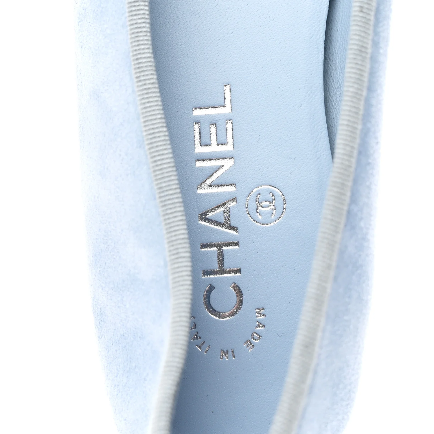 Suede Calfskin Cap Toe CC Ballerina Flats 40.5 Light Blue Turquoise - Image 8