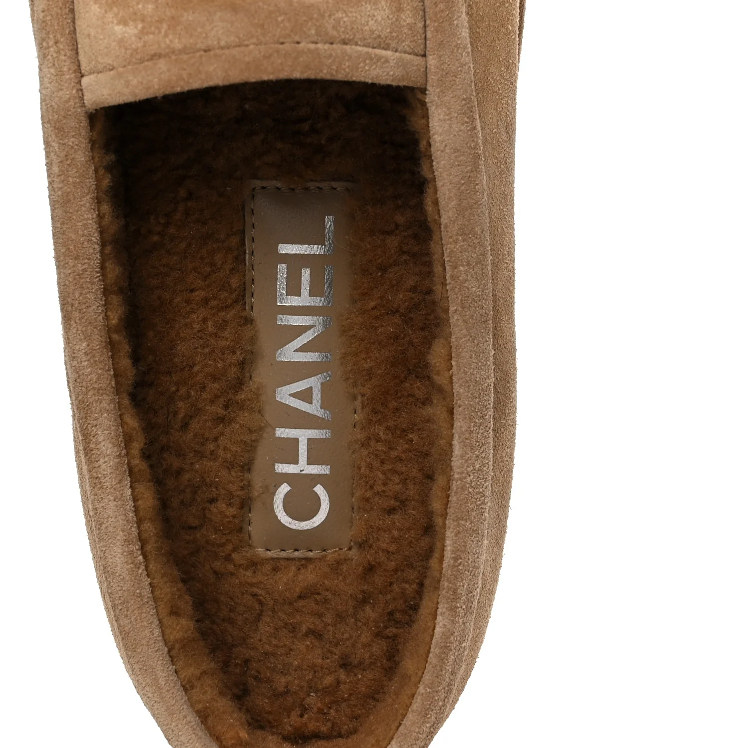 Suede Calfskin CC Loafers 36 Dark Beige - Image 7