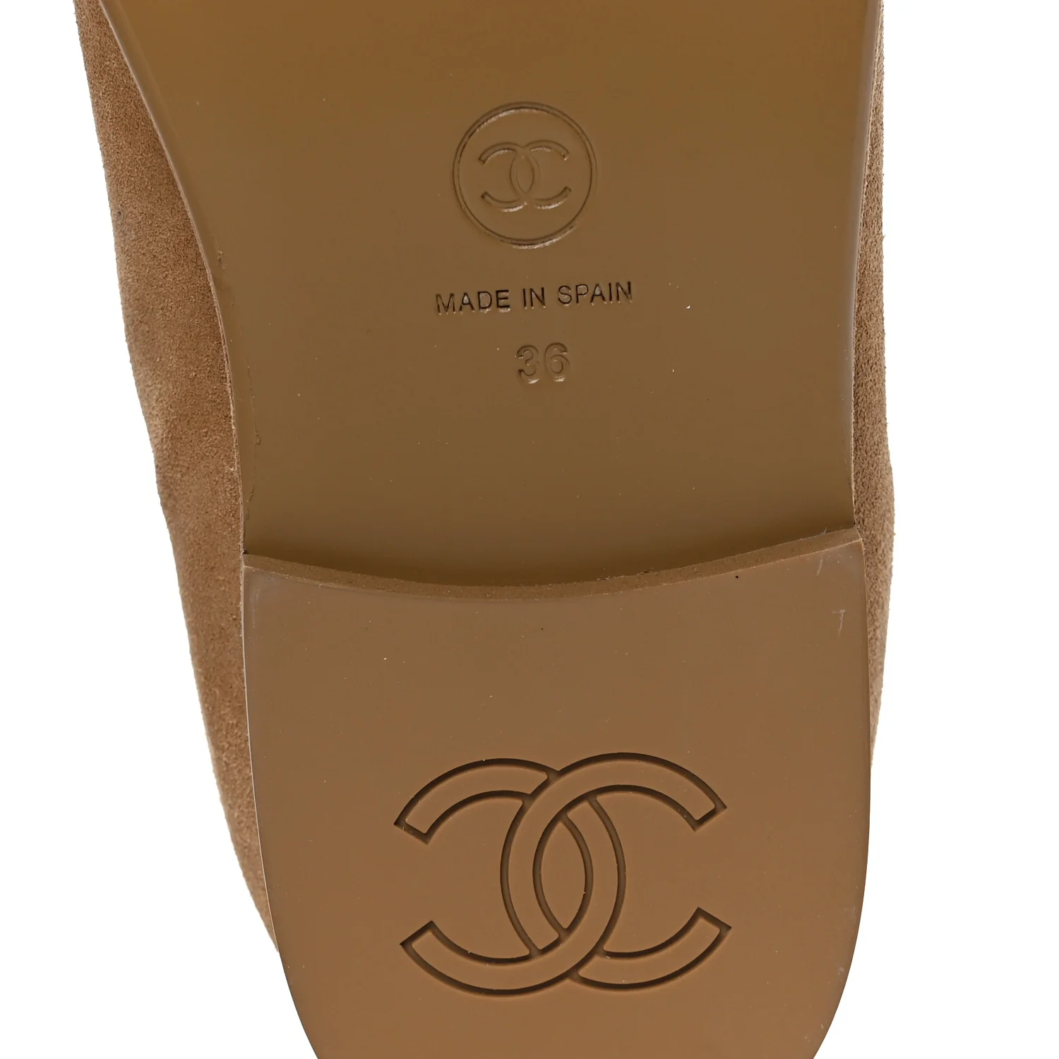 Suede Calfskin CC Loafers 36 Dark Beige - Image 8