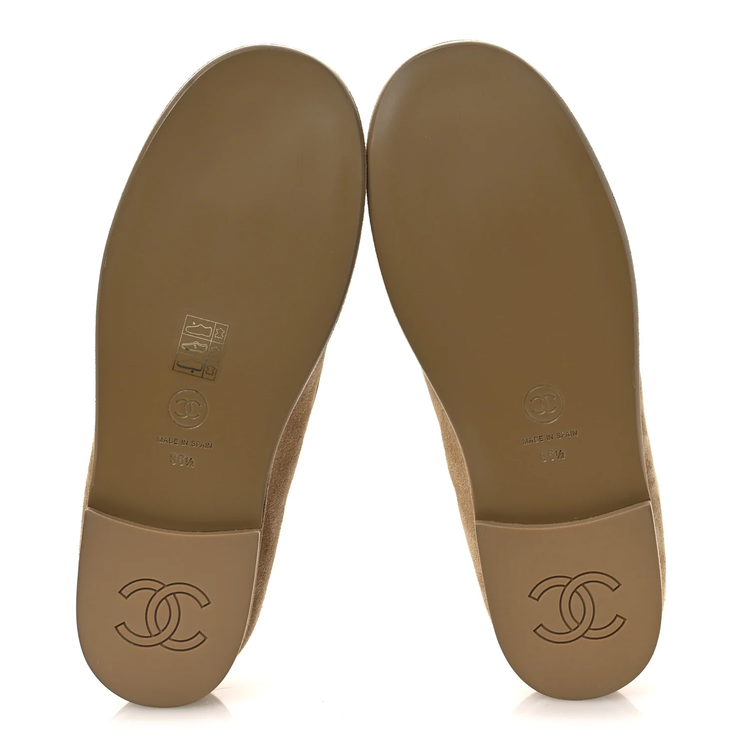 Suede Calfskin CC Loafers 36.5 Dark Beige - Image 7