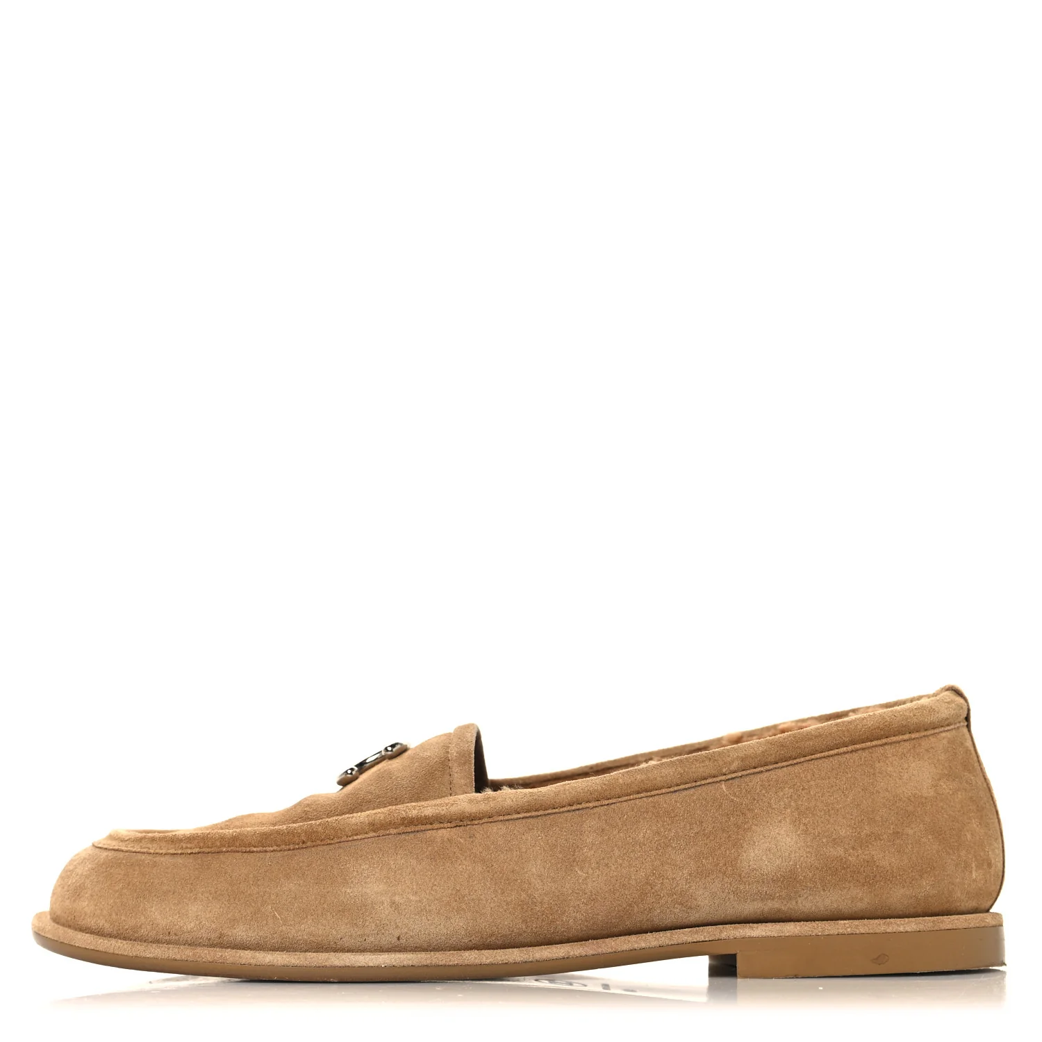 Suede Calfskin CC Loafers 41 Dark Beige