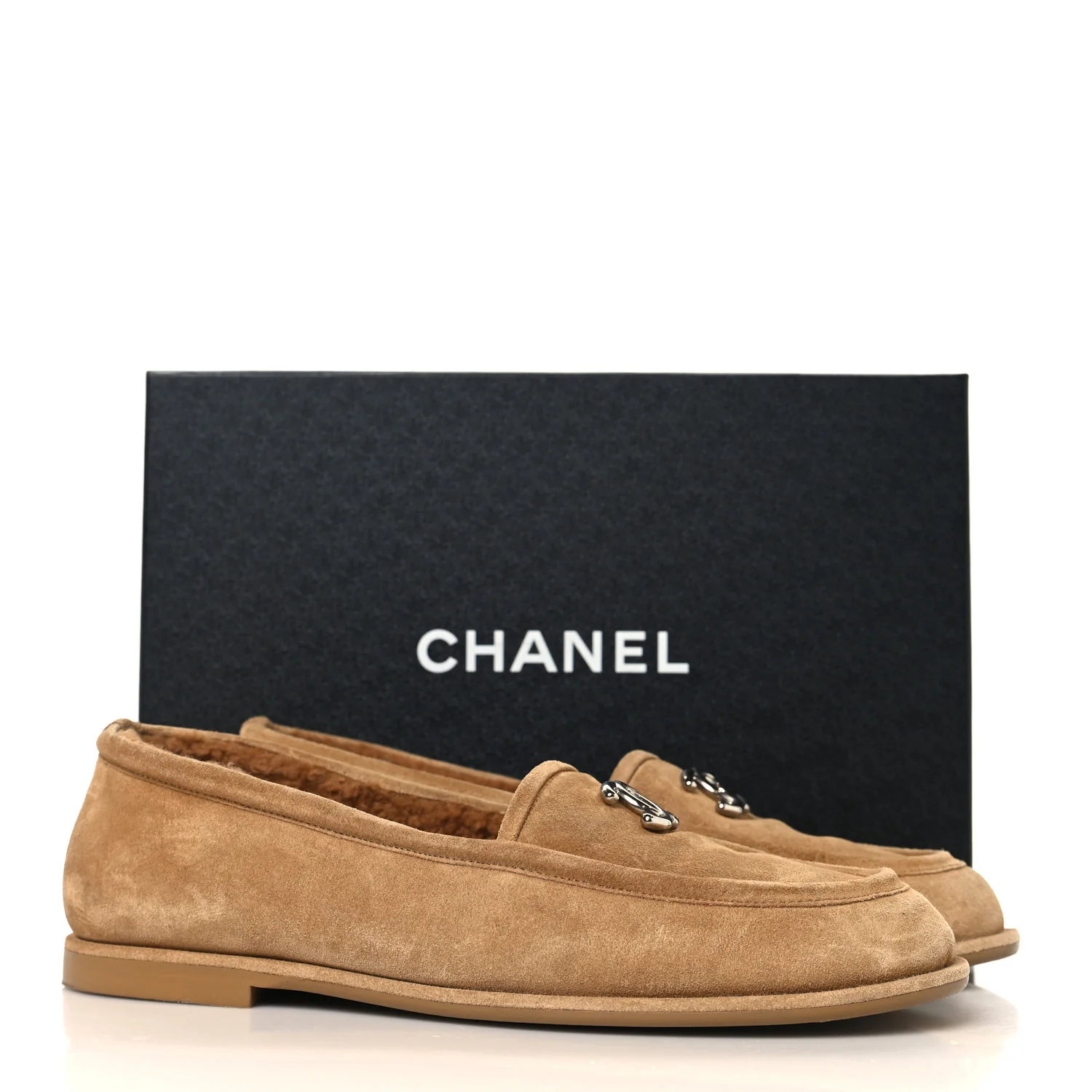 Suede Calfskin CC Loafers 41 Dark Beige - Image 10