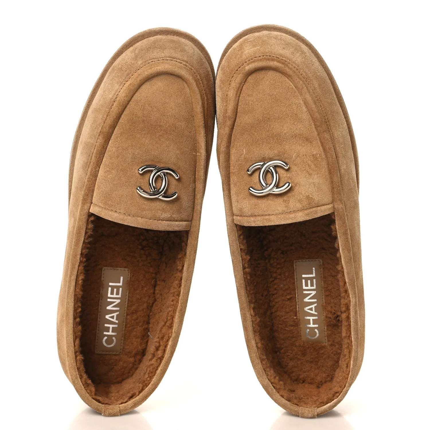 Suede Calfskin CC Loafers 41 Dark Beige - Image 2