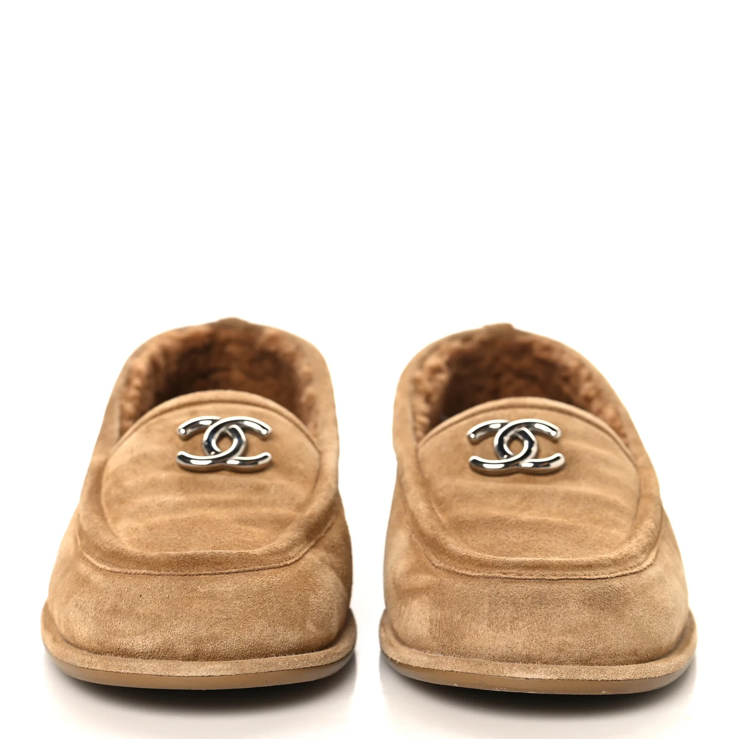 Suede Calfskin CC Loafers 41 Dark Beige - Image 3