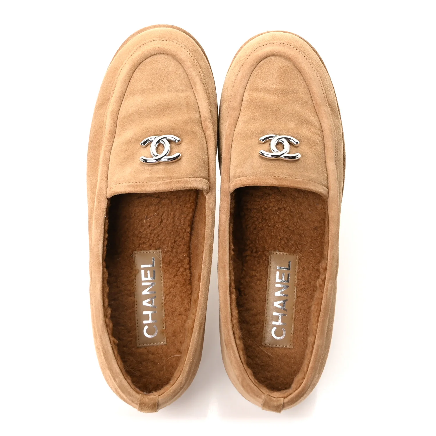 Suede Calfskin CC Loafers 41 Dark Beige - Image 2