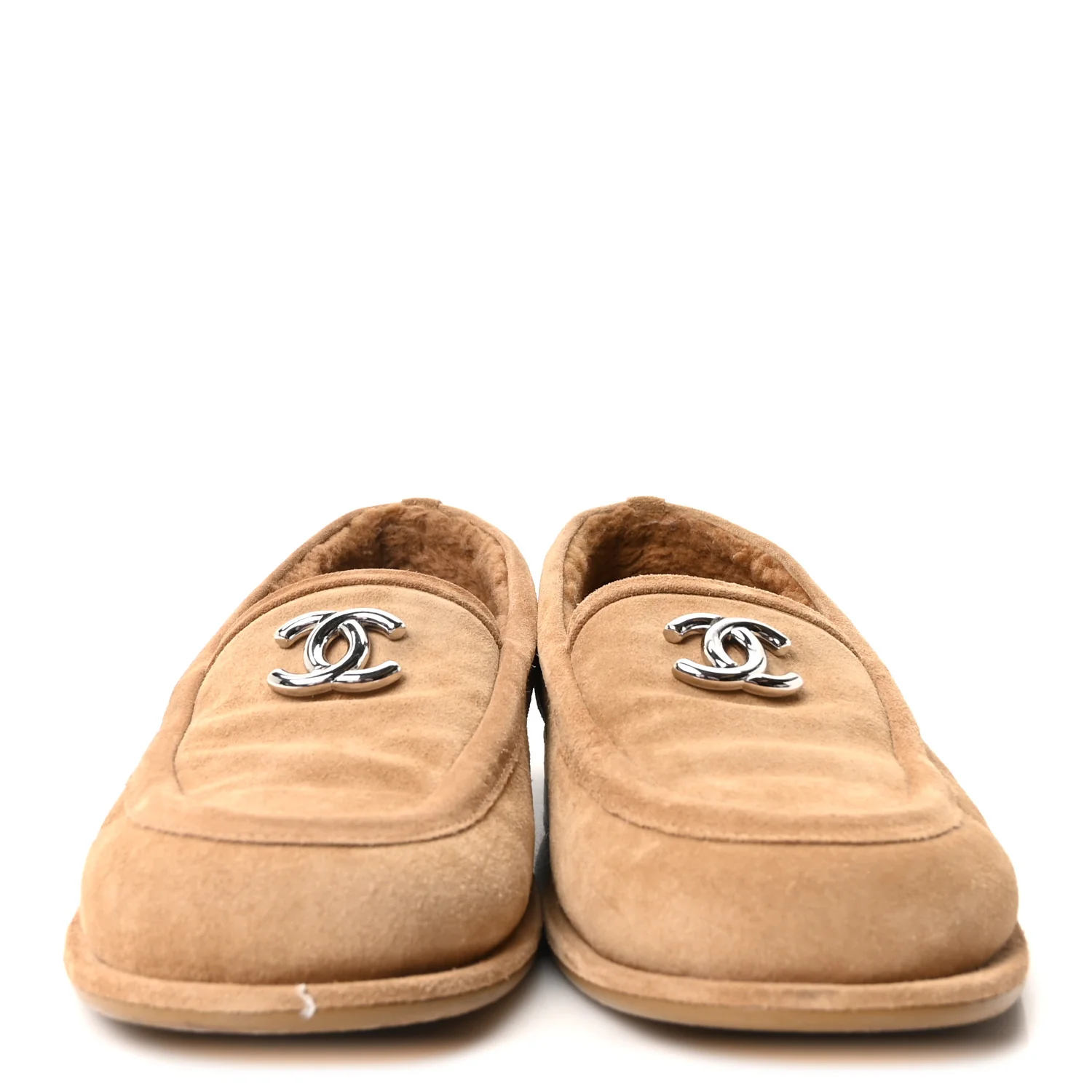 Suede Calfskin CC Loafers 41 Dark Beige - Image 3