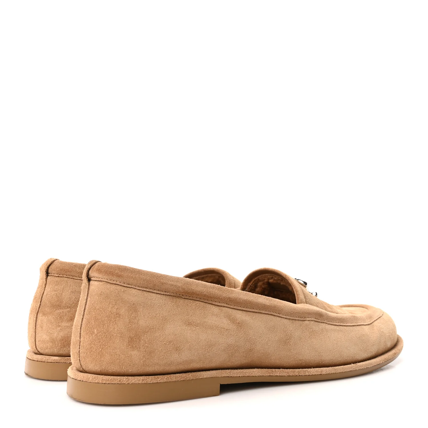 Suede Calfskin CC Loafers 41 Dark Beige - Image 5