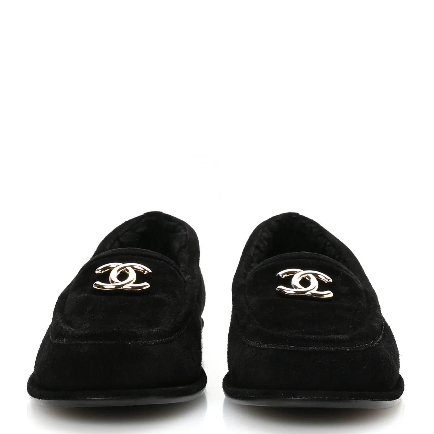 Suede Calfskin CC Mocassins 38 Black - Image 3