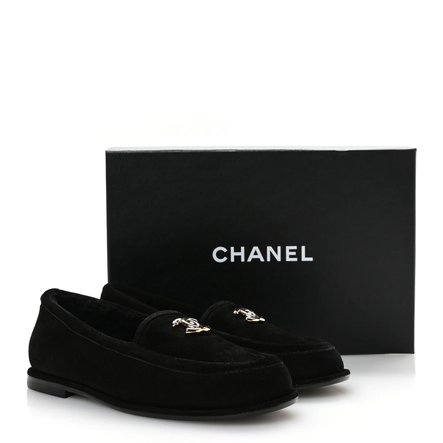 Suede Calfskin CC Mocassins 38 Black - Image 9