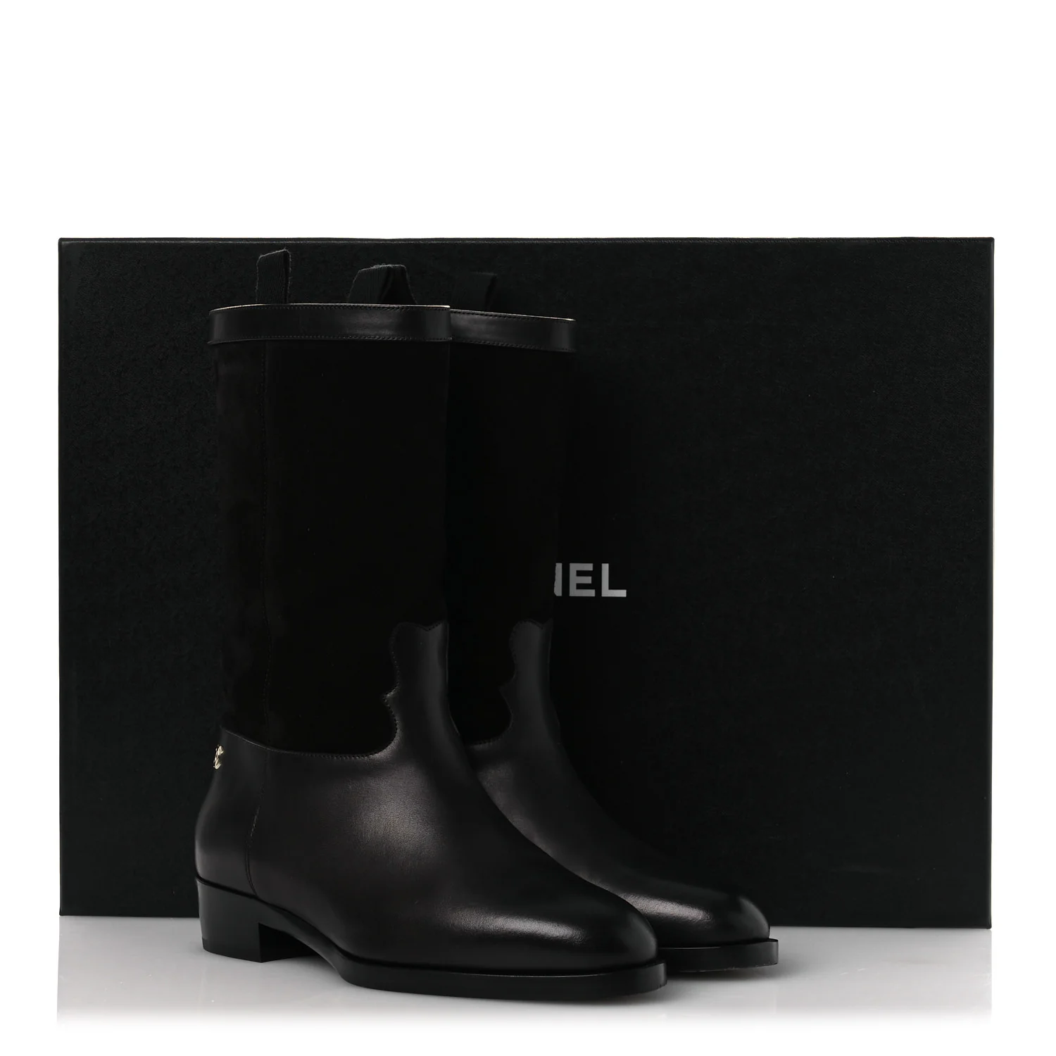 Suede Calfskin CC Short Boots 37 Black - Image 11