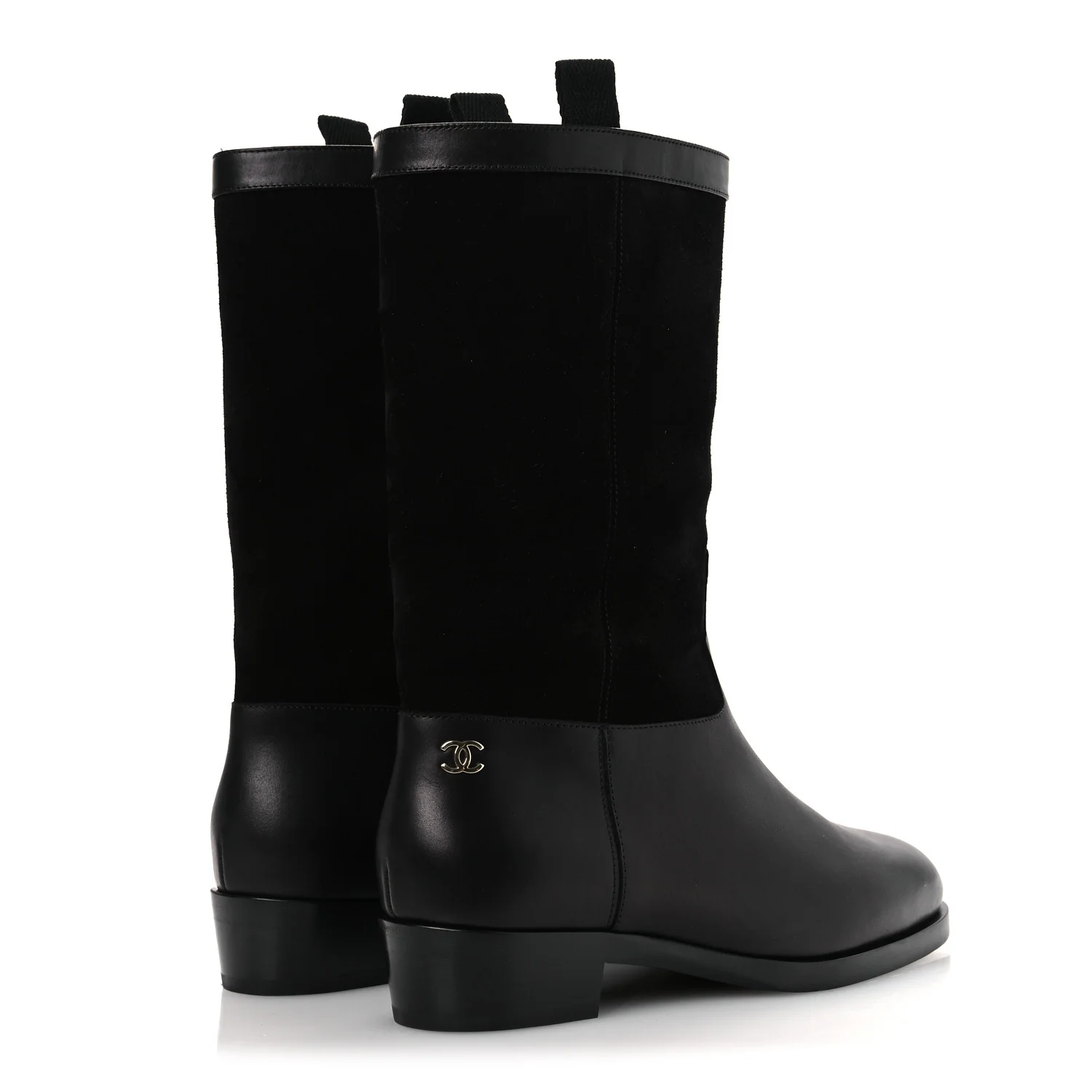 Suede Calfskin CC Short Boots 37 Black - Image 5