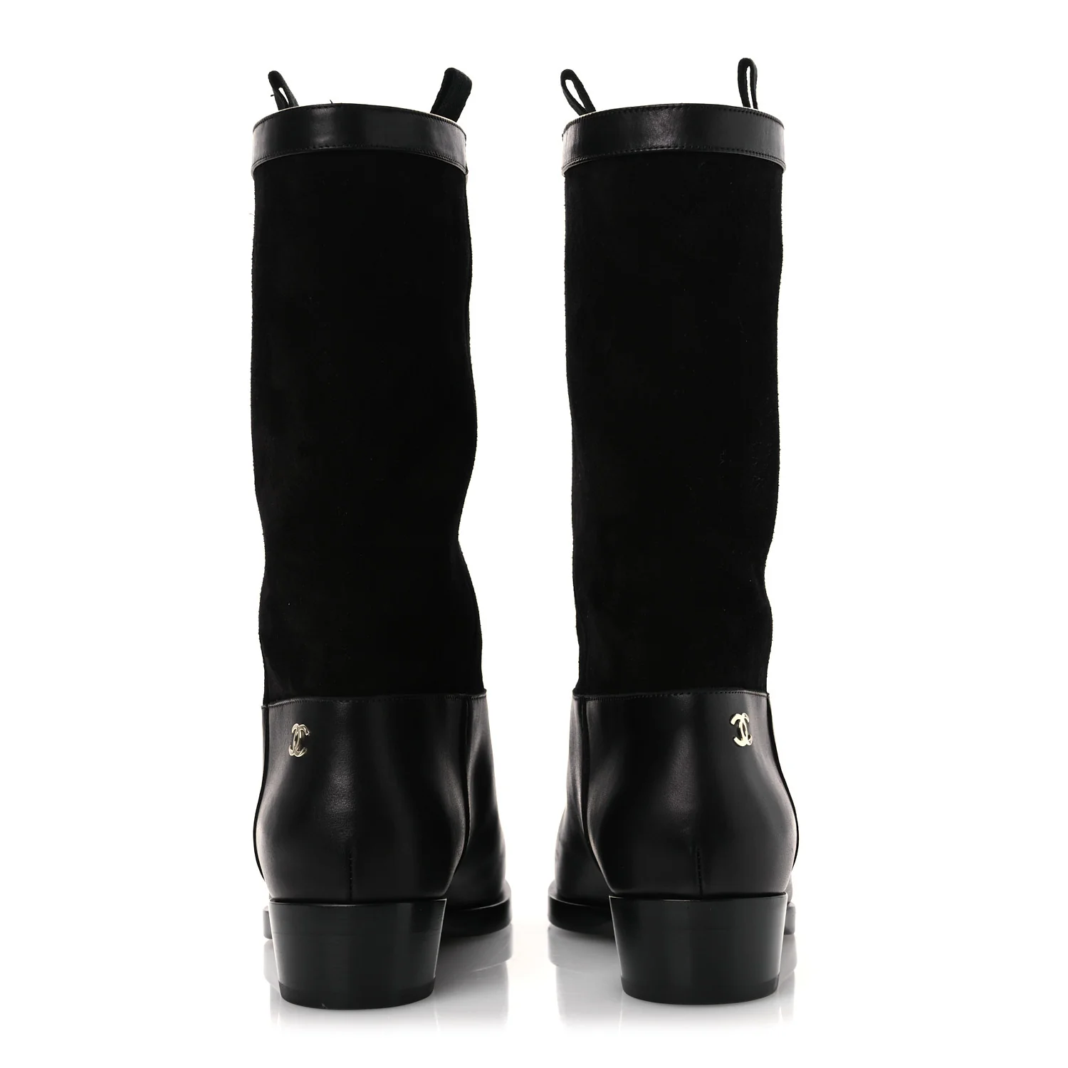 Suede Calfskin CC Short Boots 37 Black - Image 6