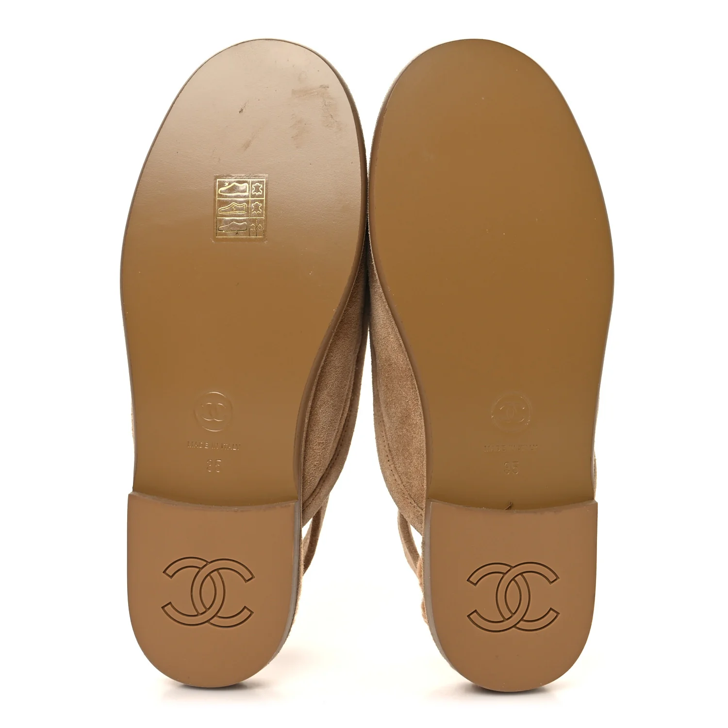 Suede Calfskin CC Slingback Loafers 35 Dark Beige - Image 6