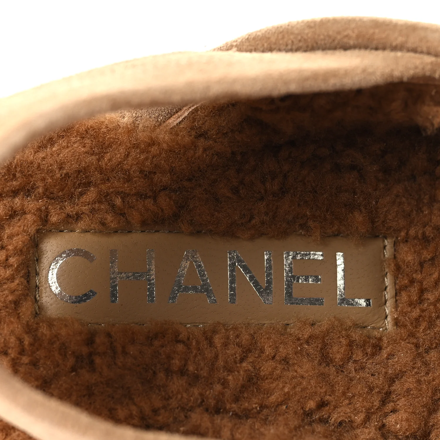 Suede Calfskin CC Slingback Loafers 35 Dark Beige - Image 9