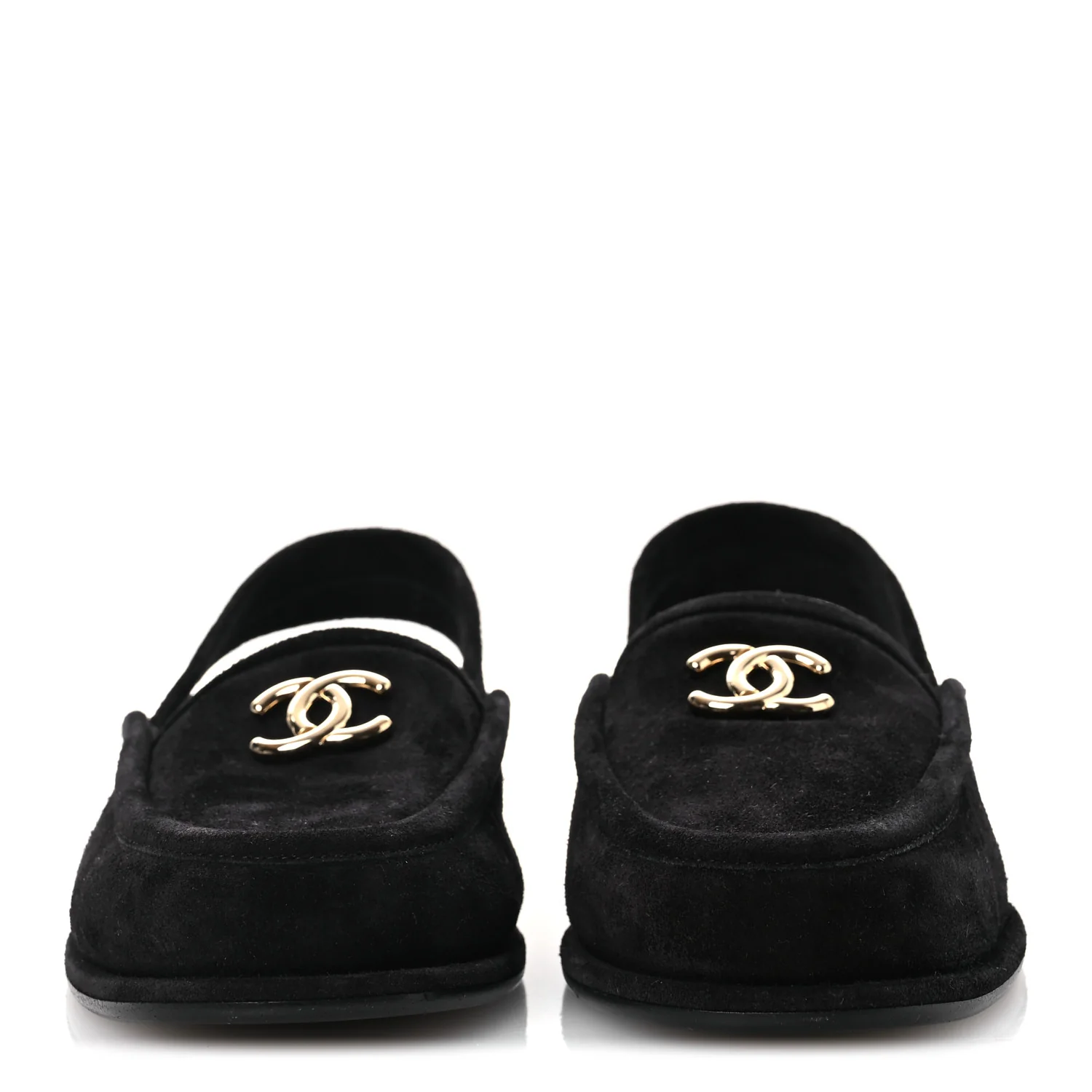 Suede Calfskin CC Slingback Loafers 37.5 Black - Image 3