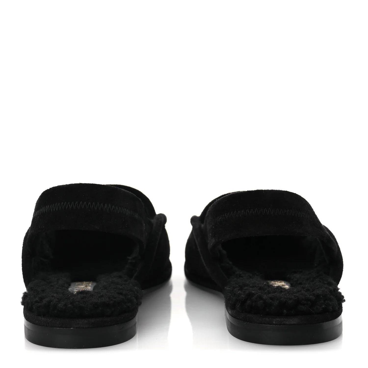 Suede Calfskin CC Slingback Loafers 37.5 Black - Image 6