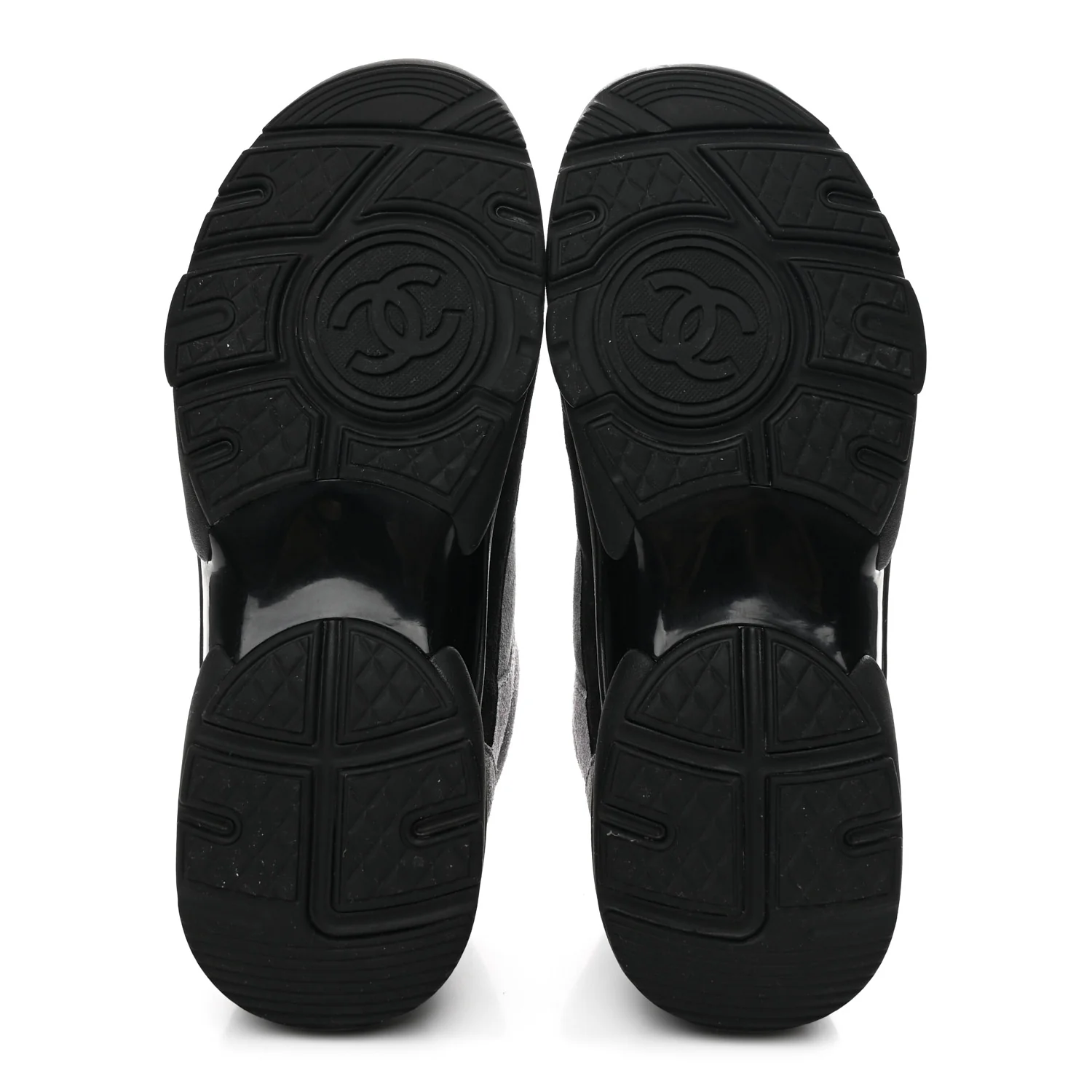 Suede Calfskin CC Sneakers 36.5 Black Grey - Image 6