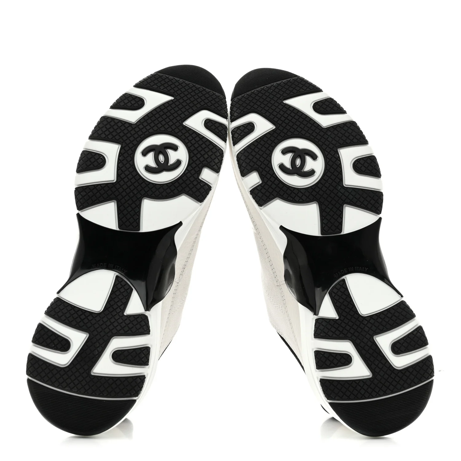 Suede Calfskin Grosgrain Womens CC Sneakers 39.5 White Black - Image 6