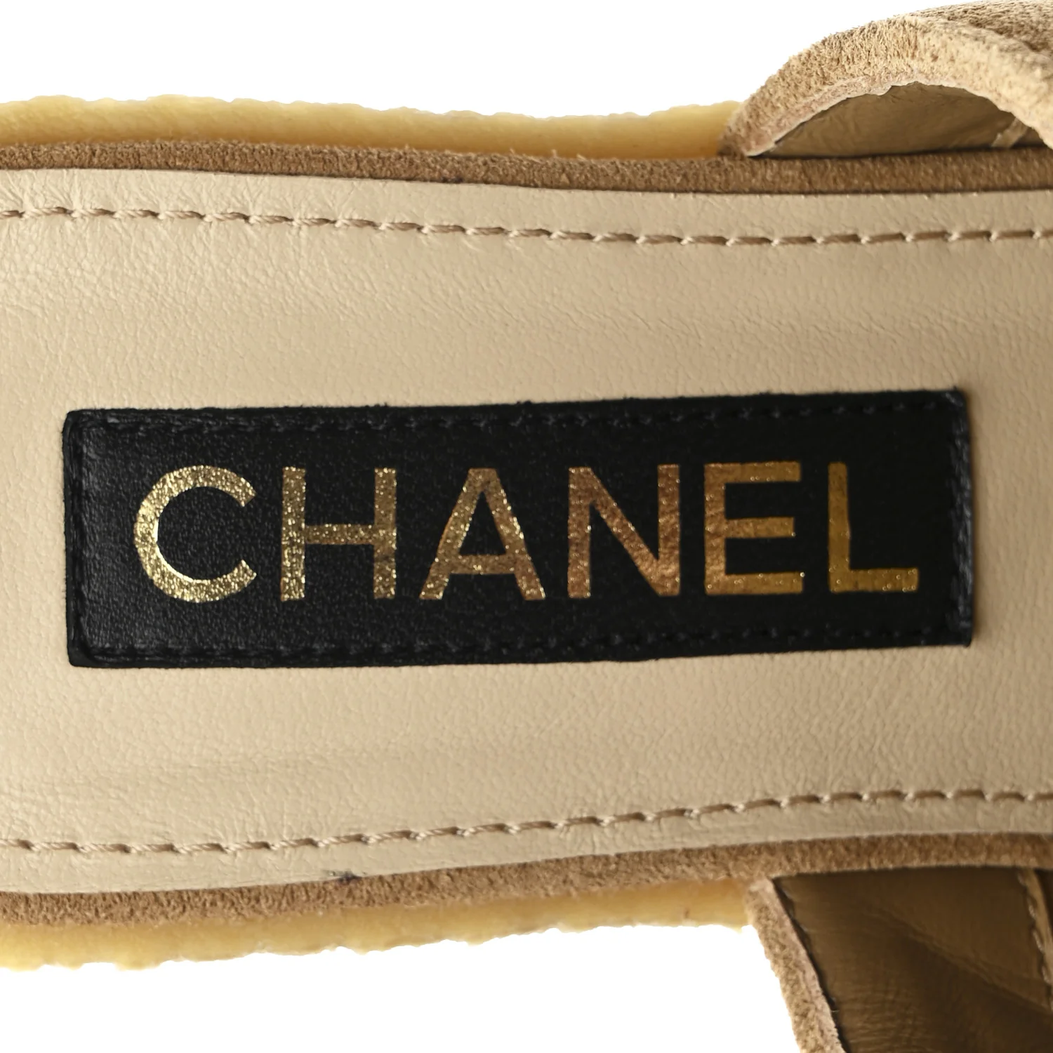Suede Calfskin Lambskin Quilted CC Mules 37 Beige Black - Image 9