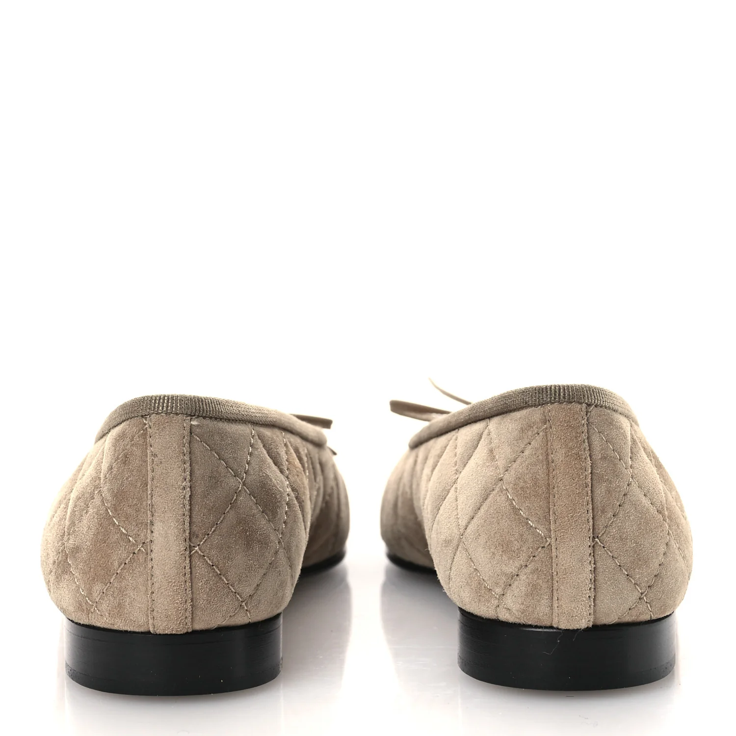 Suede Calfskin Quilted Cap Toe CC Ballerina Flats 36.5 Dark Beige - Image 6