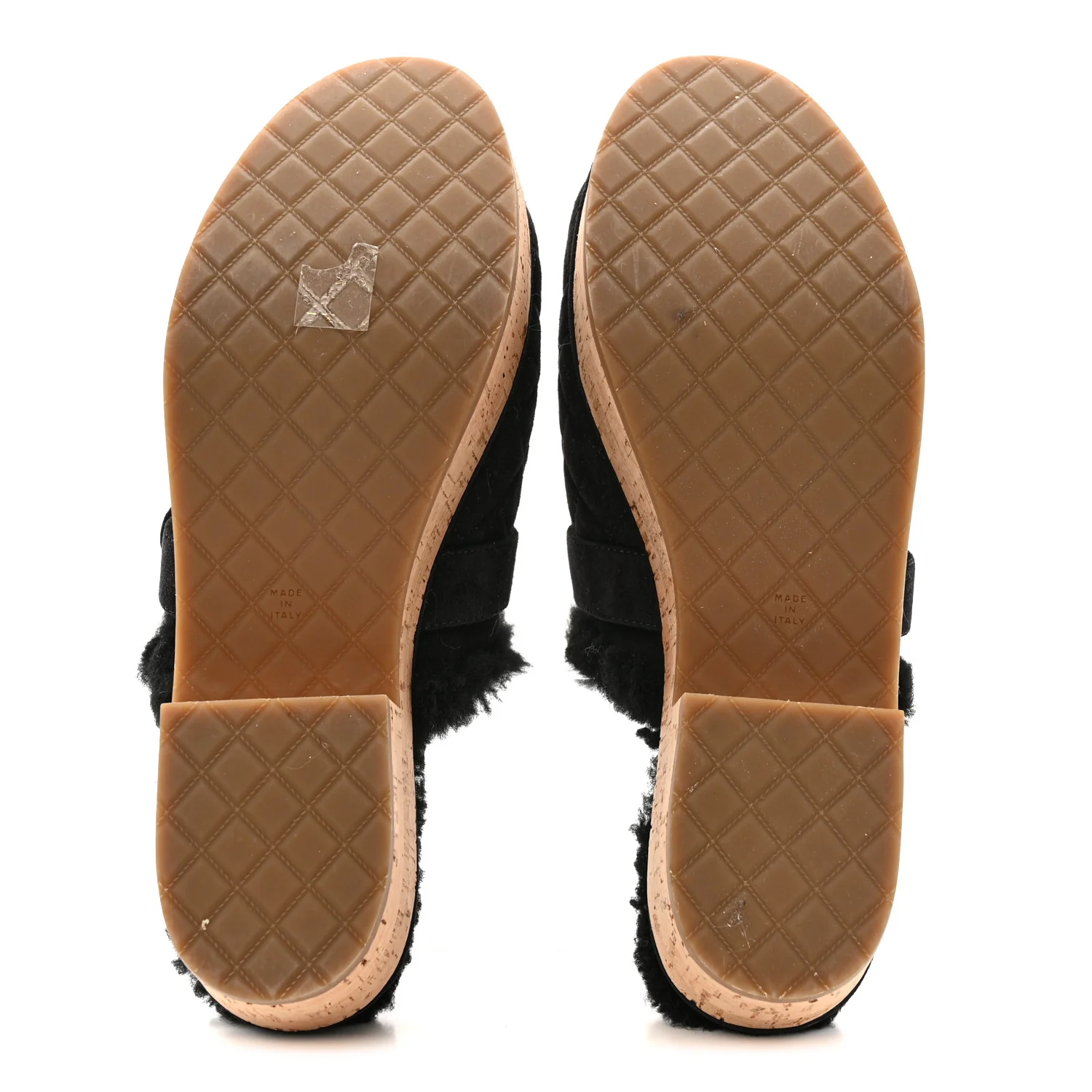 Suede Calfskin Shearling Turn Lock Clogs 41 Black - Image 6