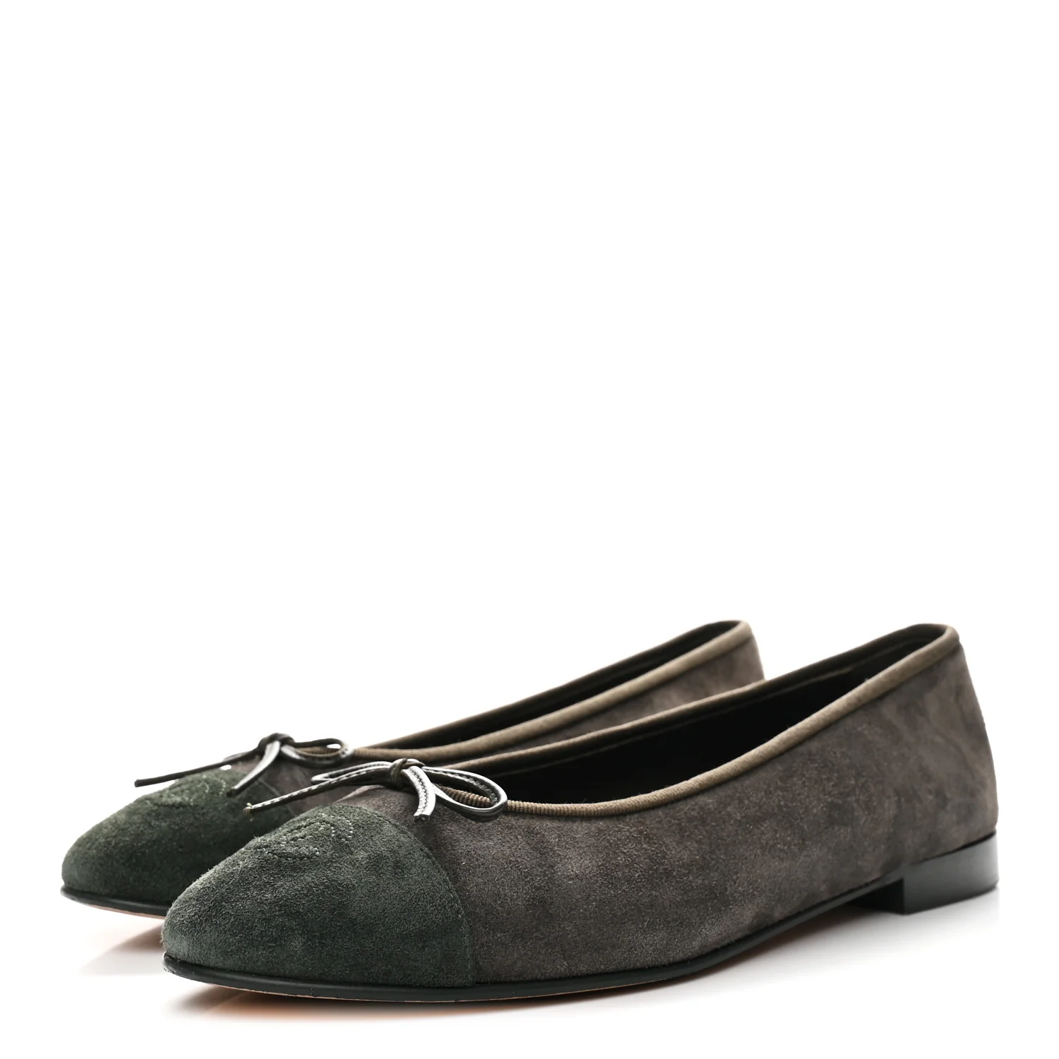 Suede Cap Toe CC Ballerina Flats 41 Grey Green - Image 4